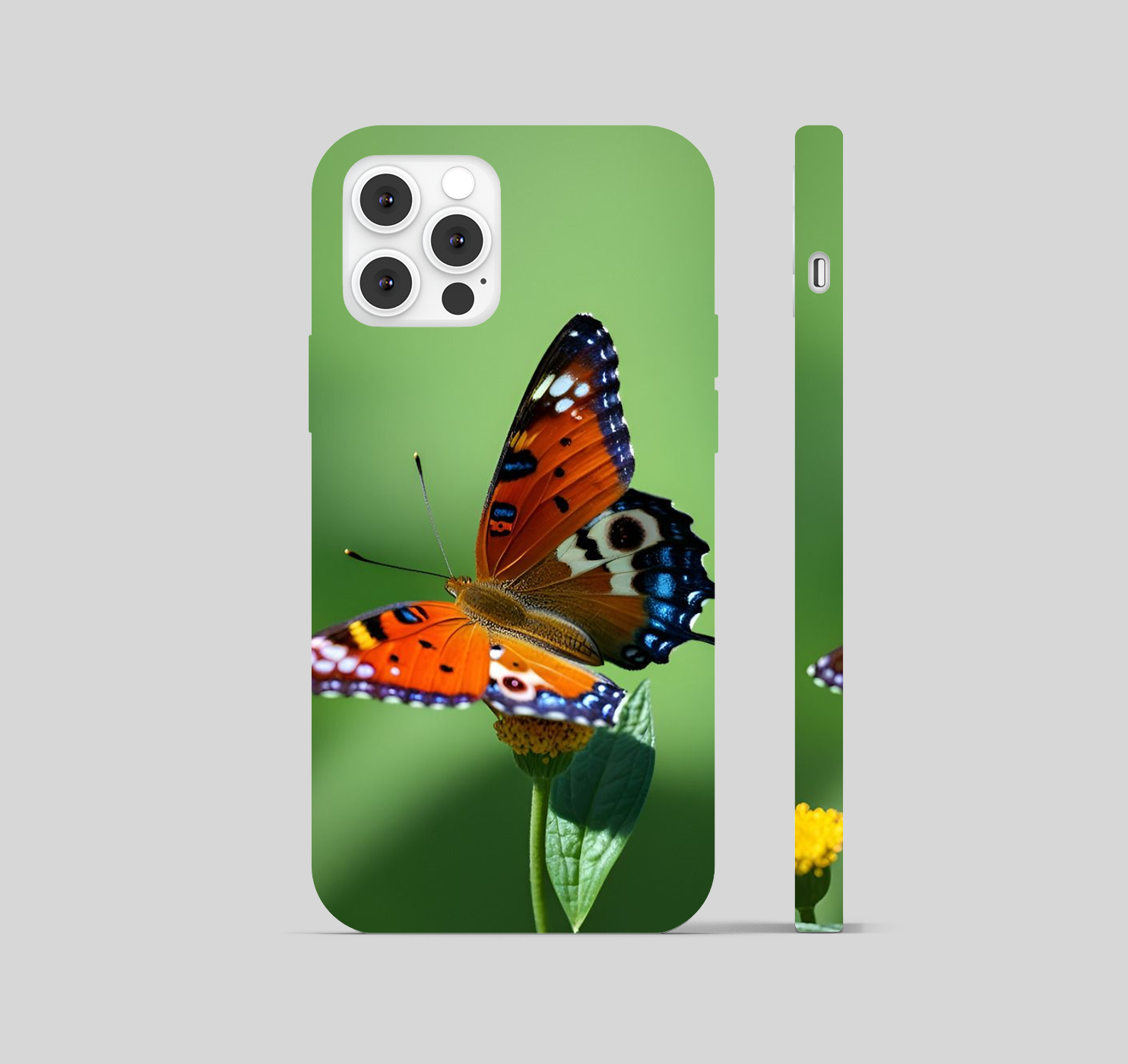 Butterfly Green Colour Theme with Leaf Phone Cover