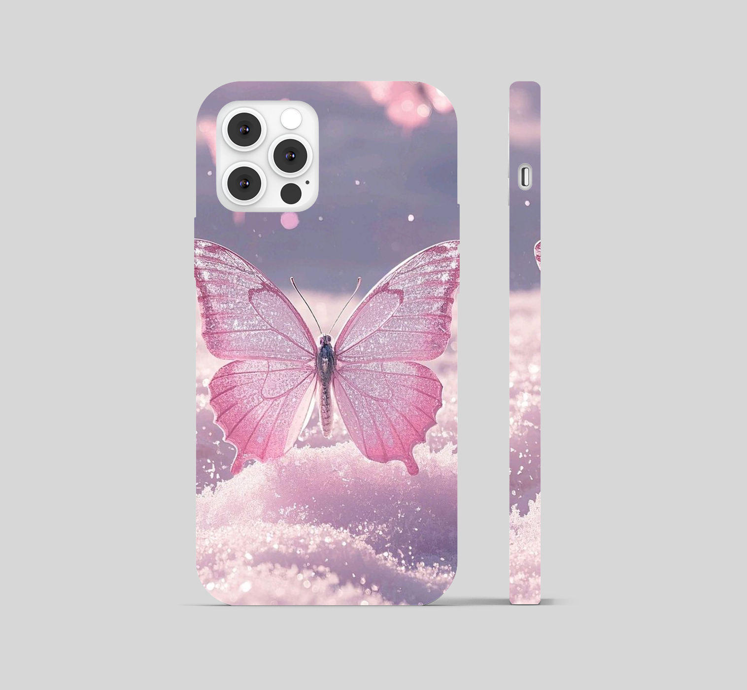 Pink Butterfly backdrop Phone Cover