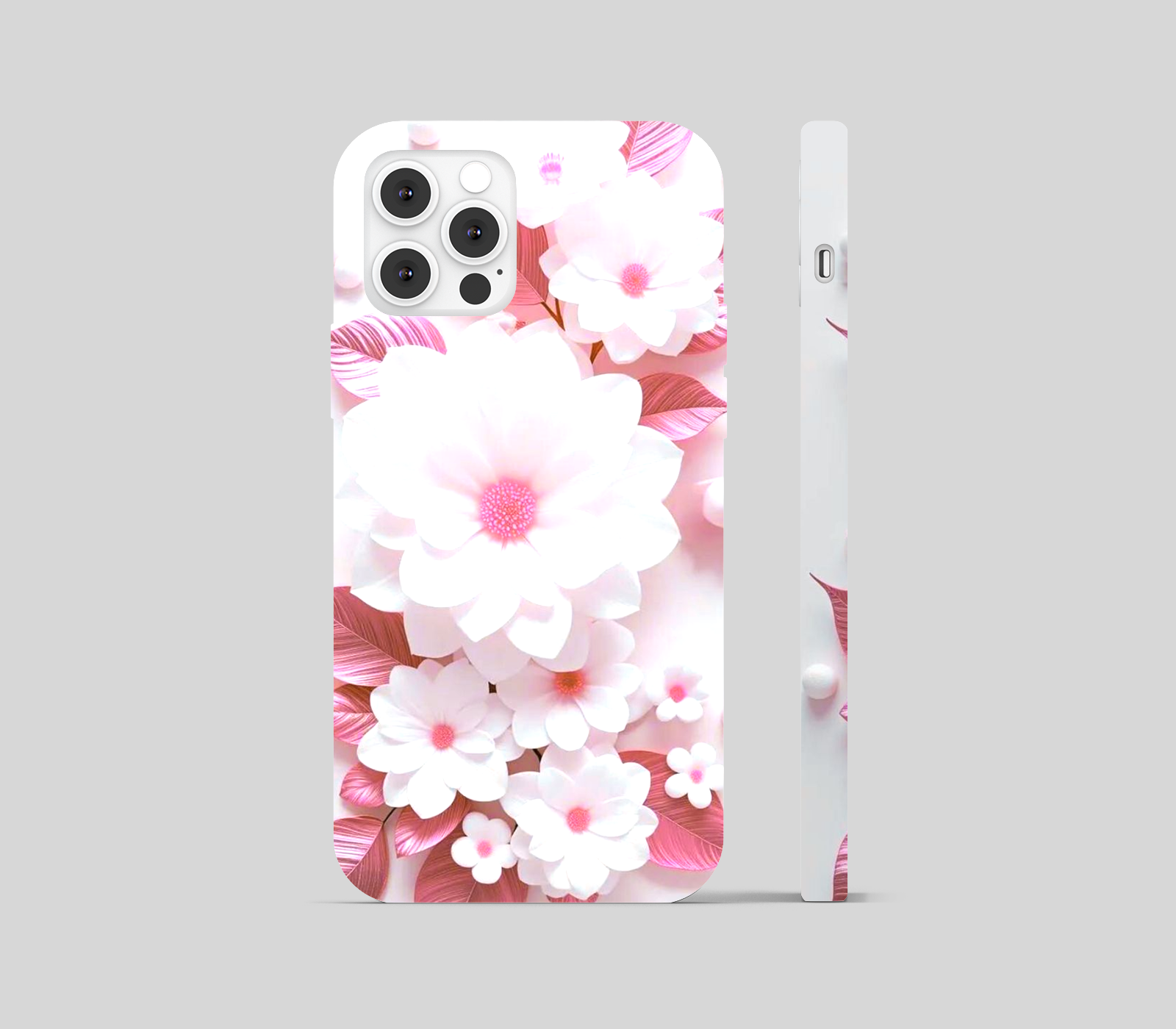 Pair Pink and White Flower Phone Cover
