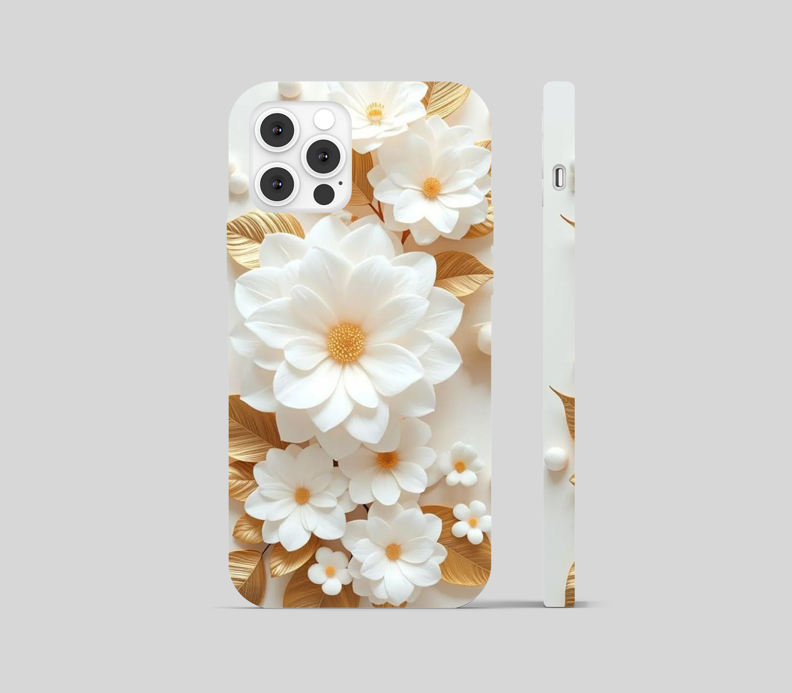 Golden and White Flower Phone Cover