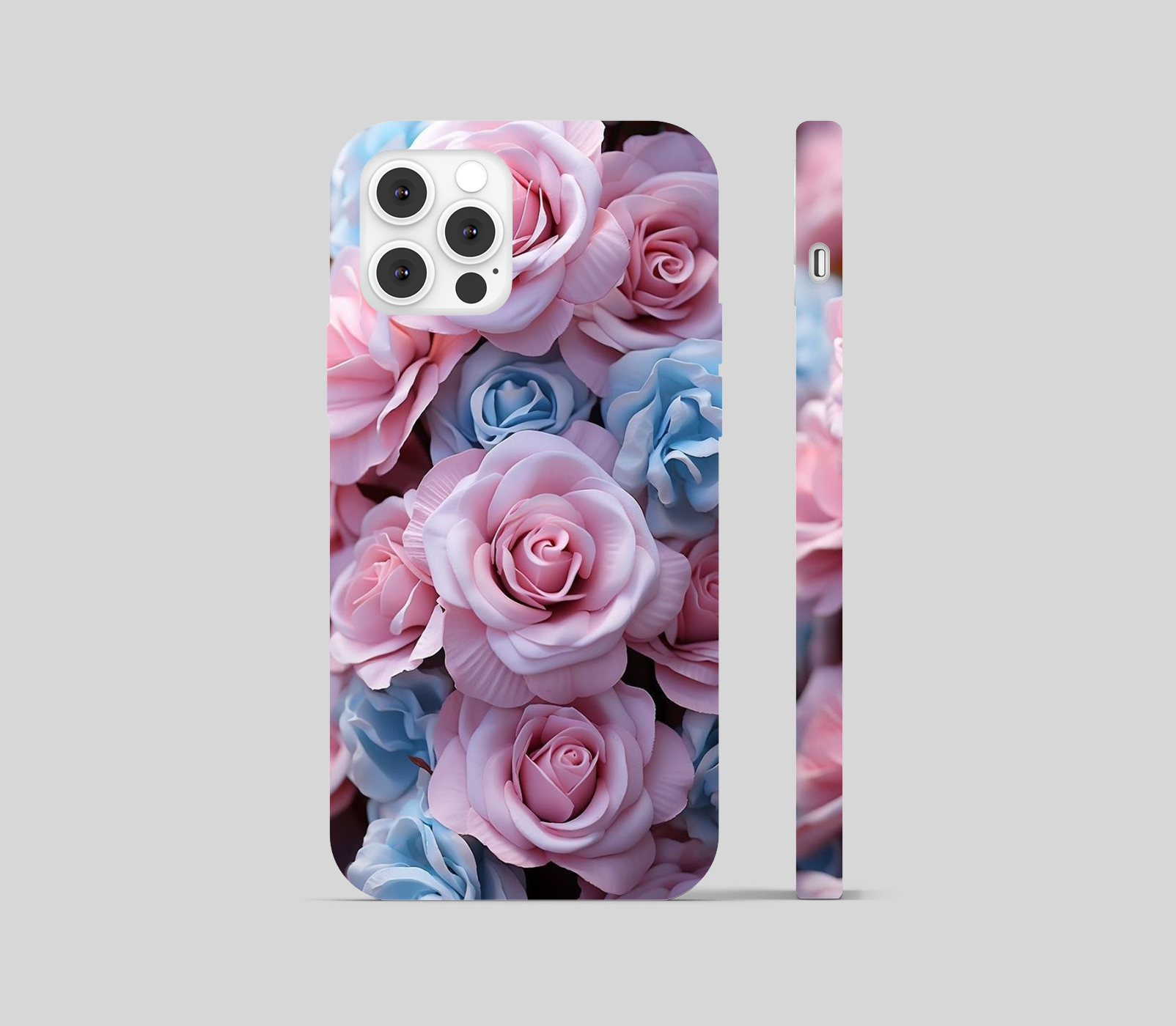 Pink and sky blue Rose Flower Phone Cover