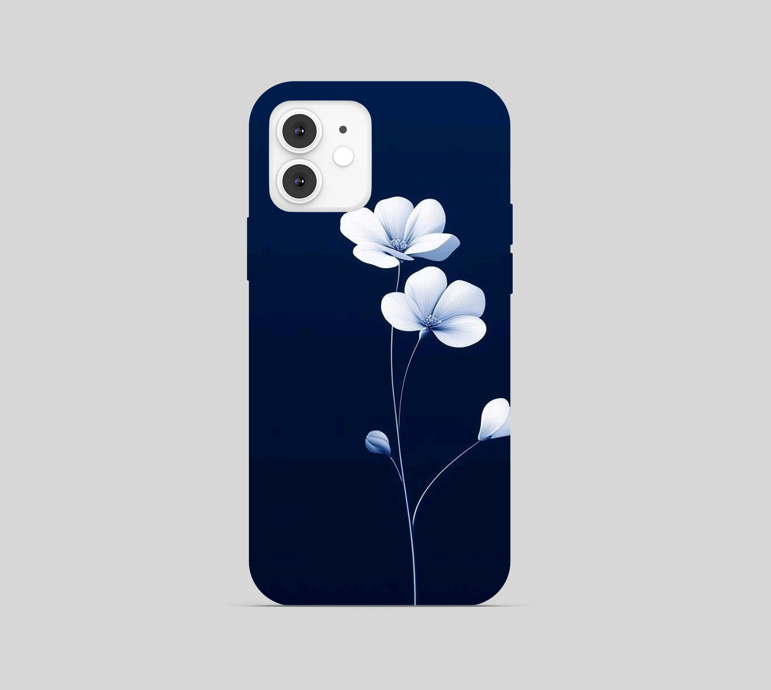 White Flower With Dark Theme Phone Cover
