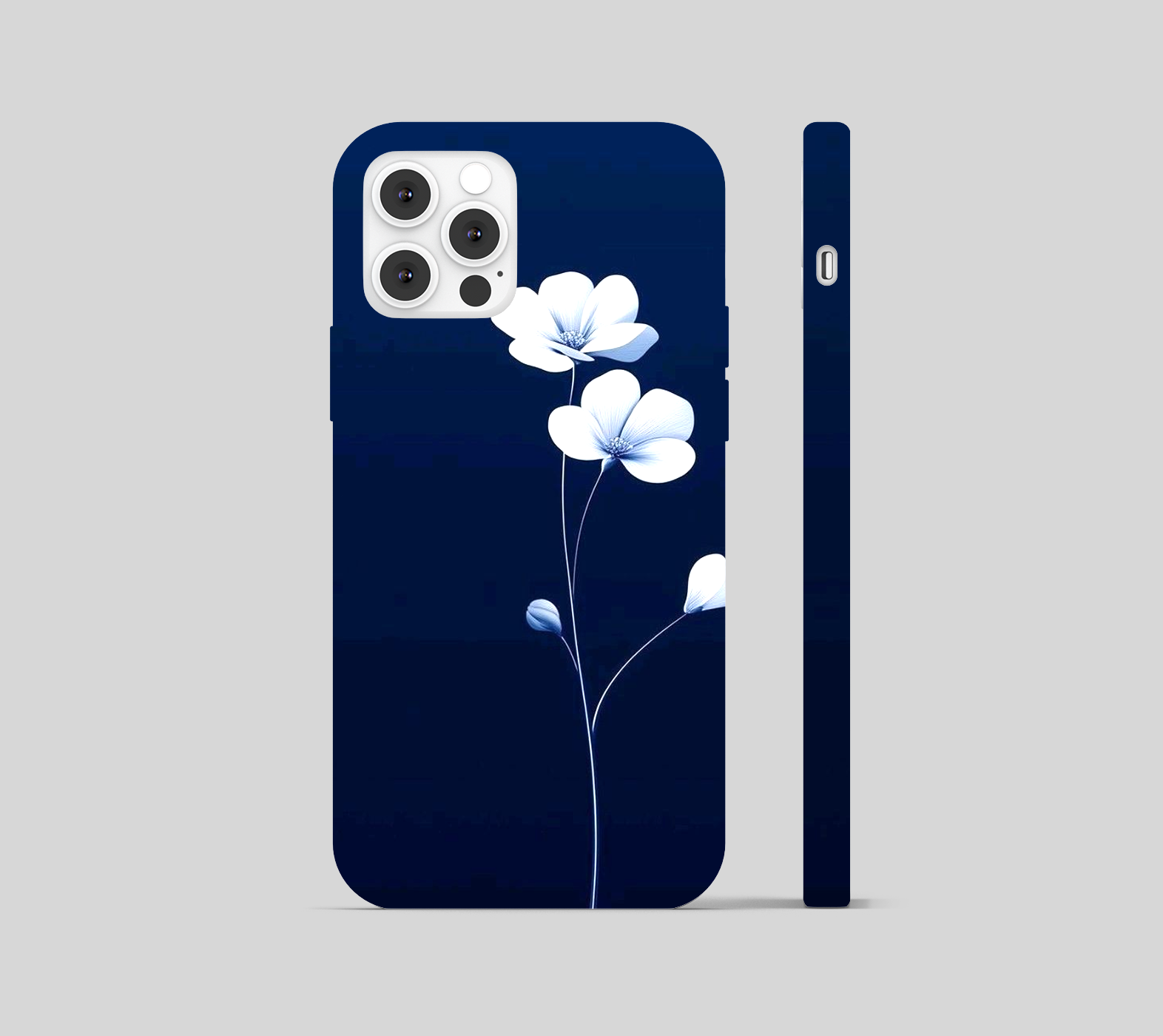 White Flower With Dark Theme Phone Cover