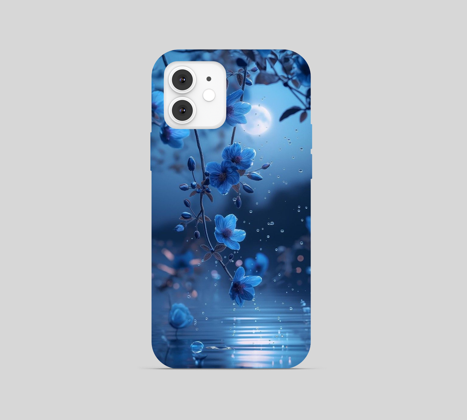 Flower with moon and water drops Phone Cover