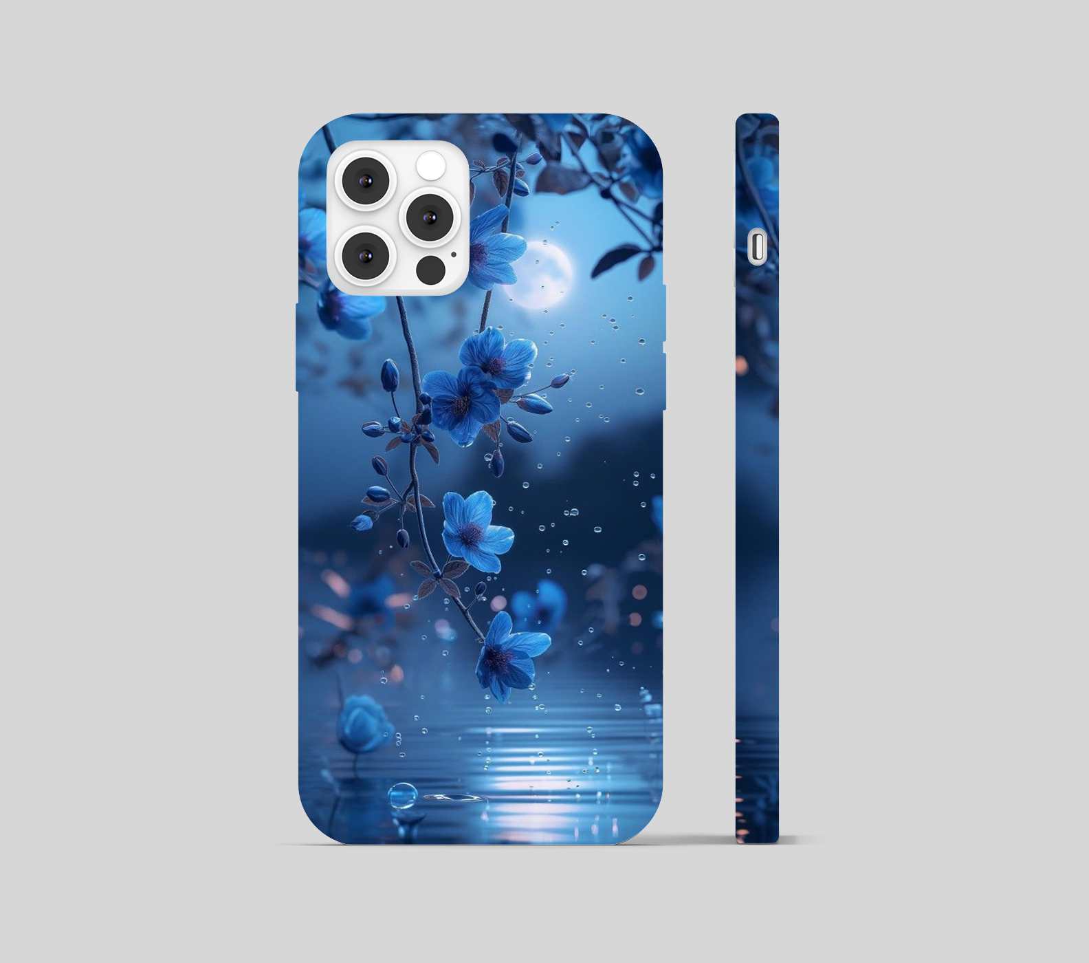 Flower with moon and water drops Phone Cover