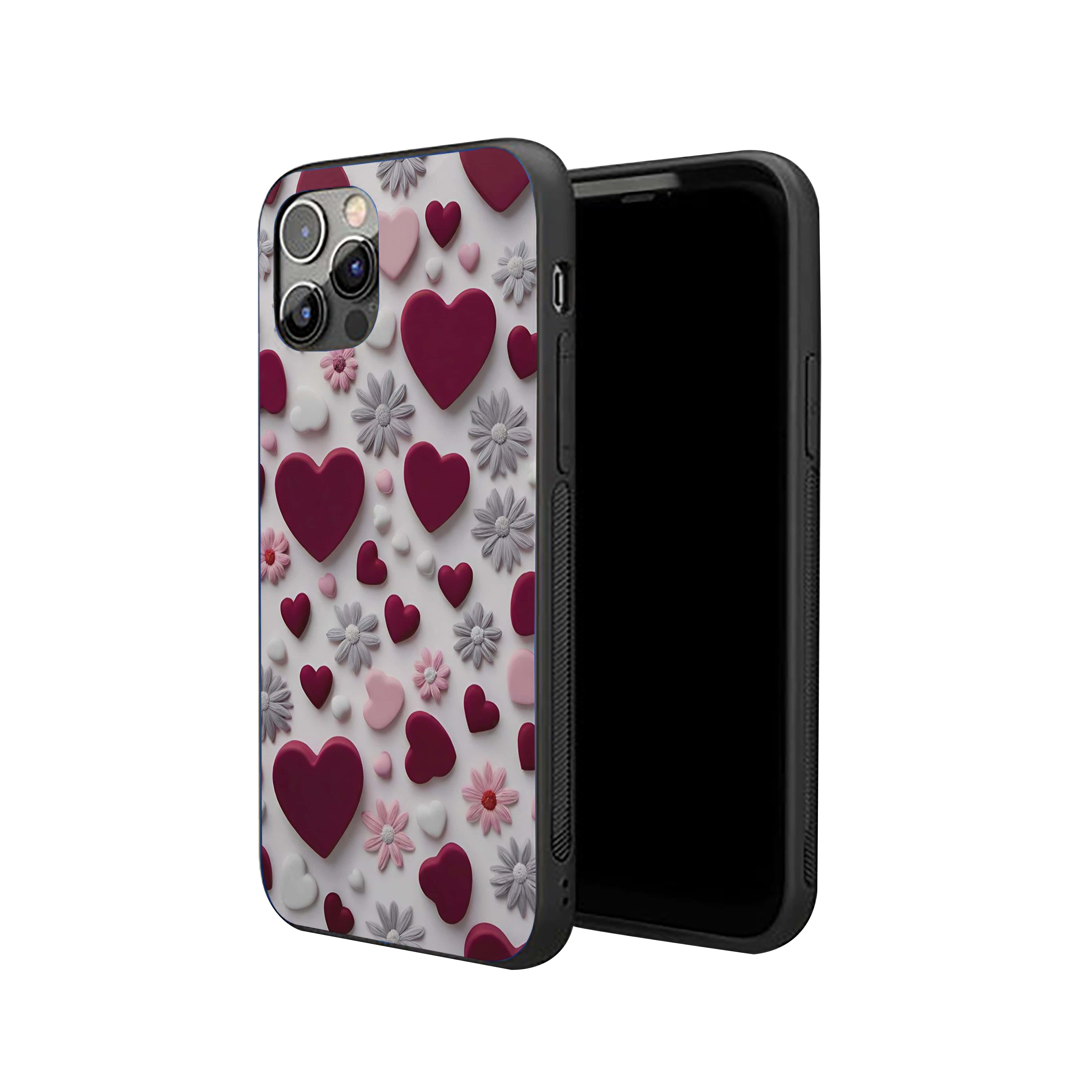 Hearts Floweral Collection Silicone Armored Phone Case