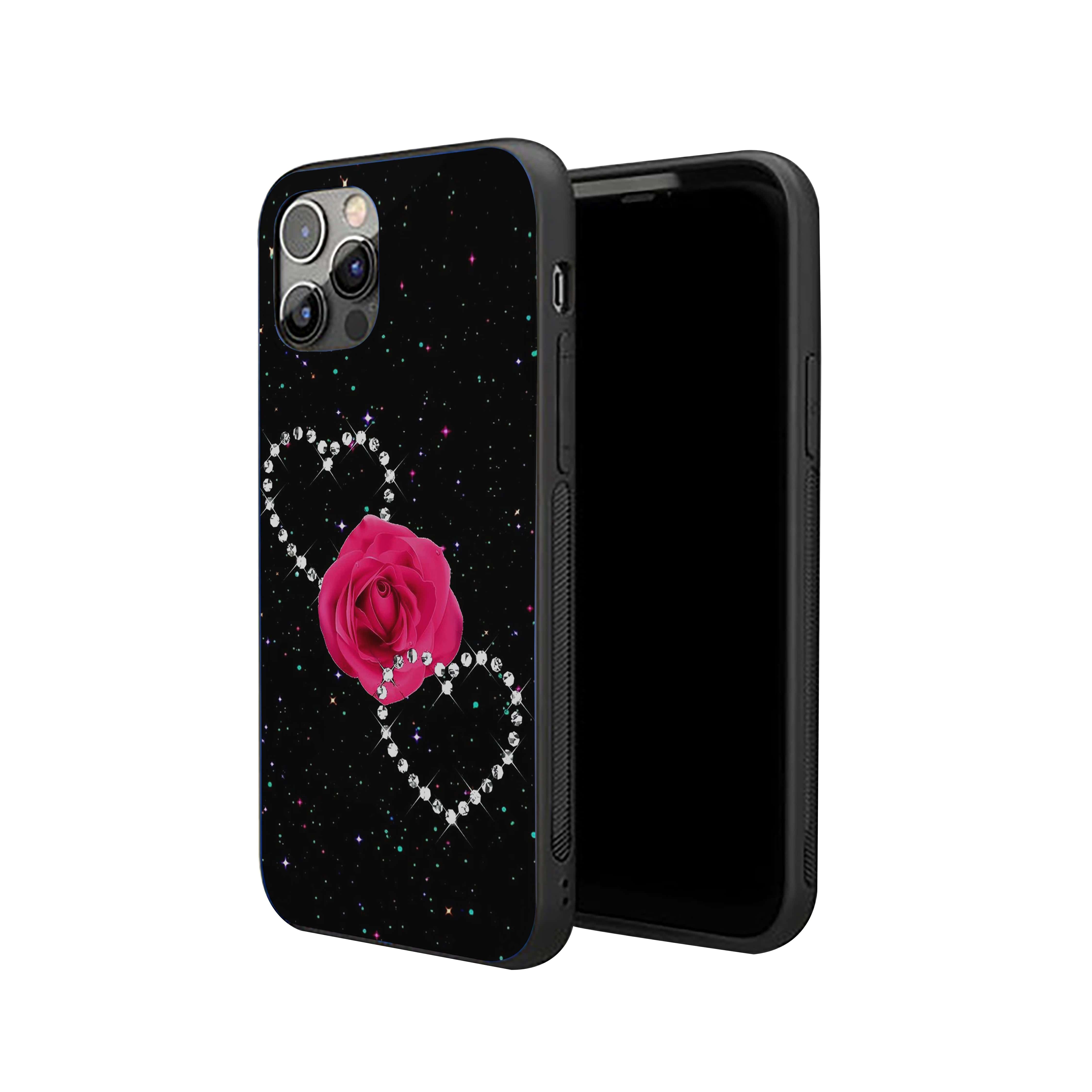 Heart Attached Rose Silicone Armored Phone Case