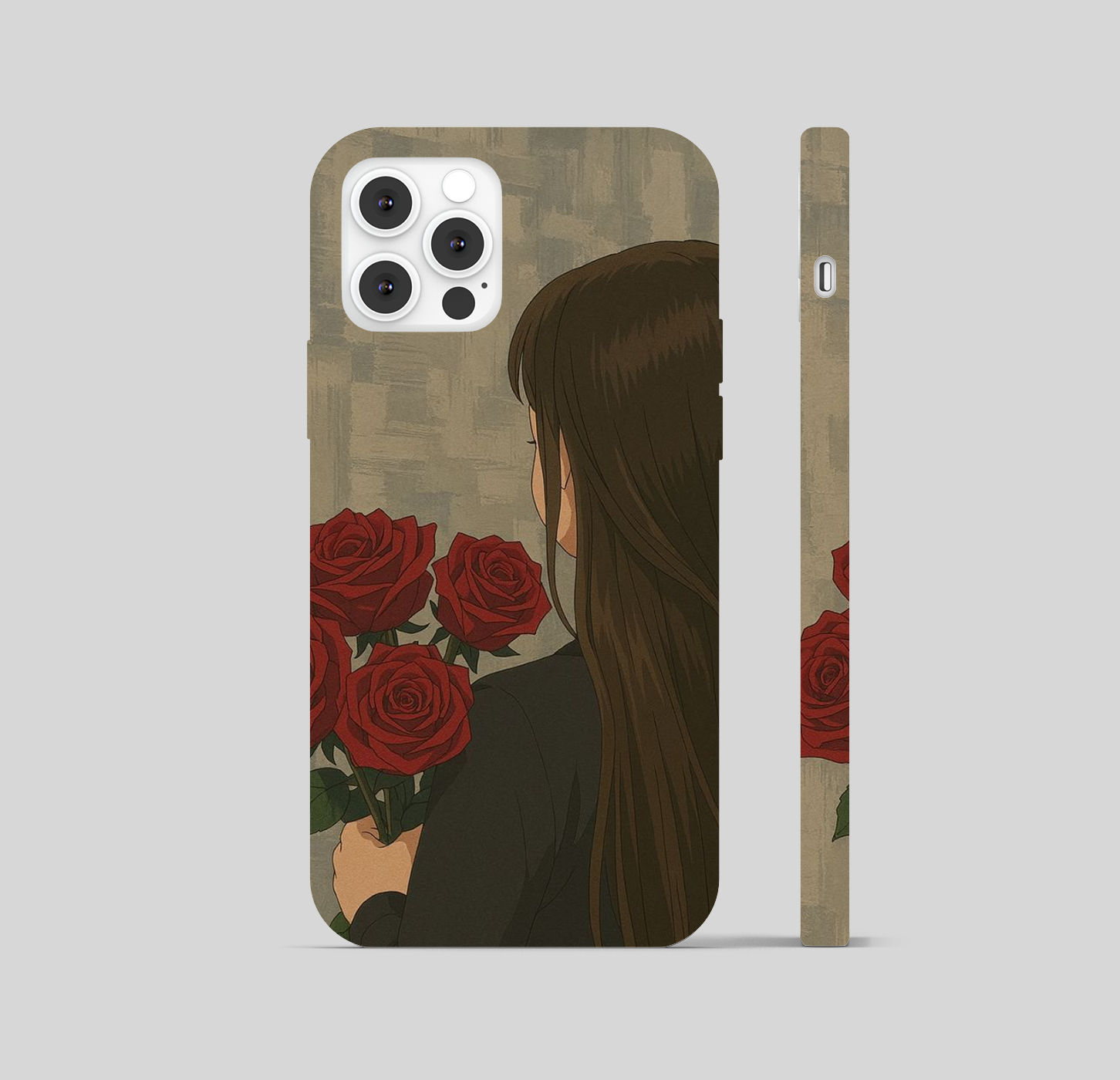 Girl holding a bouquet of red Rose Phone Cover