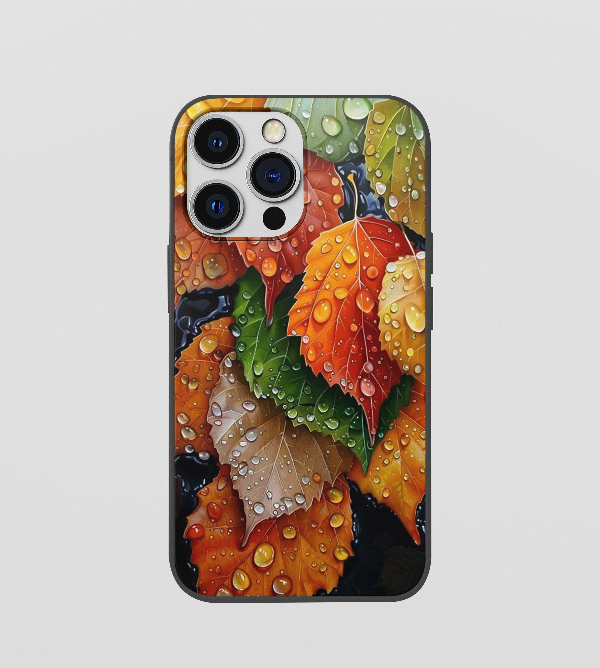 Multi Colour Leaf Glossy Silicone Mobile Case