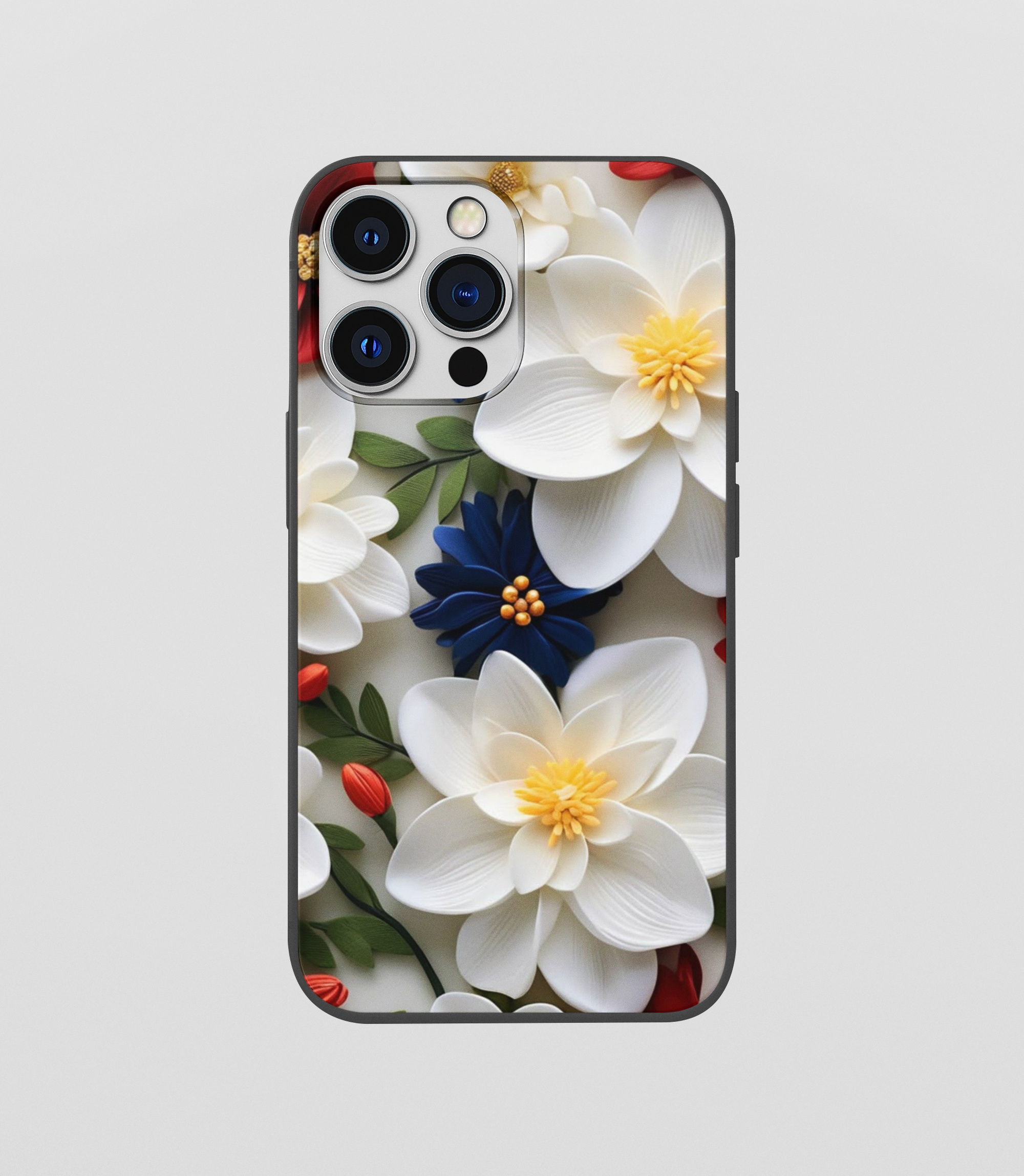 Multi Color Beautiful Flower Glossy Silicone Mobile Case
