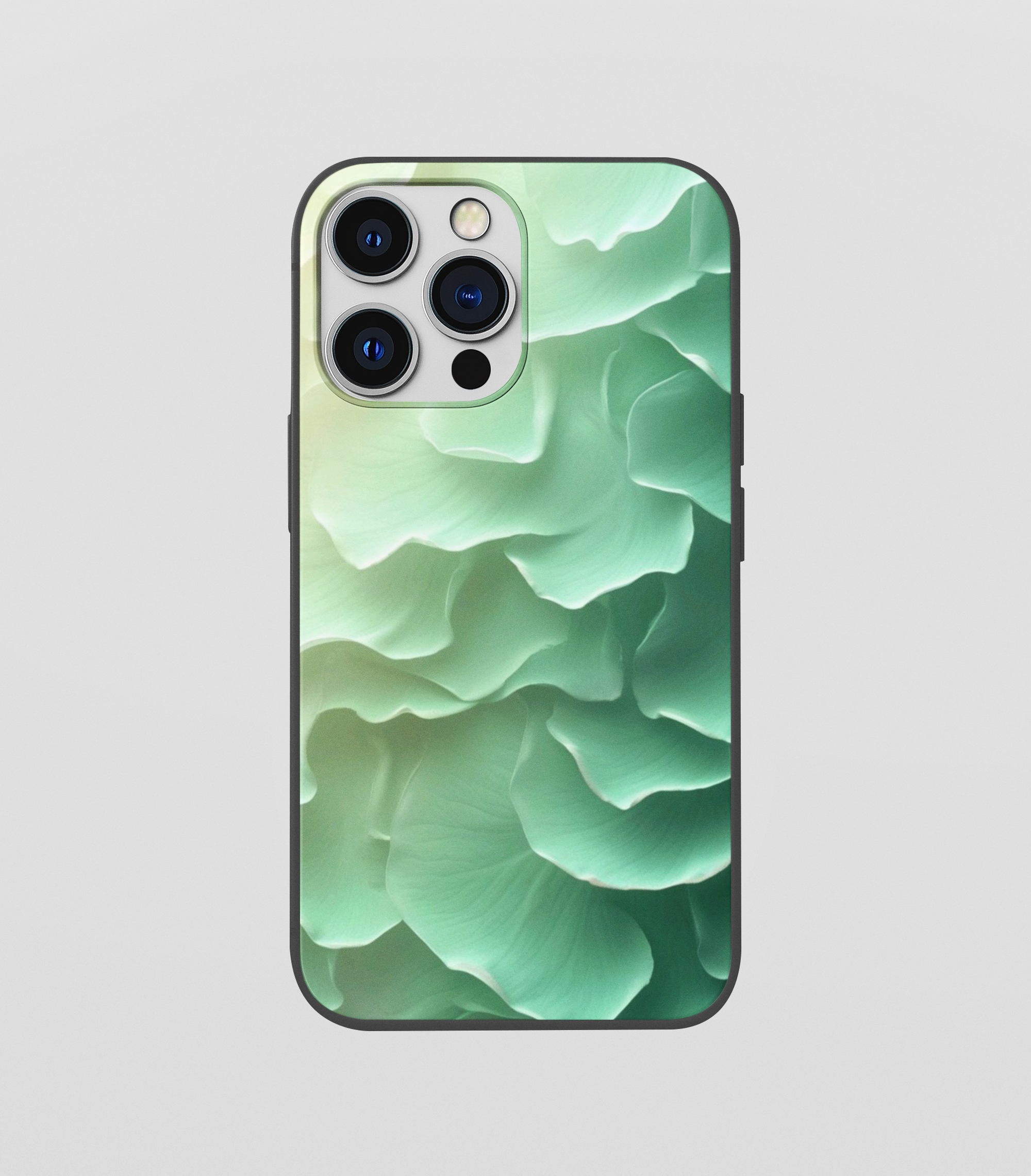 Multi Light Green Beautiful Leaf Glossy Silicone Mobile Case