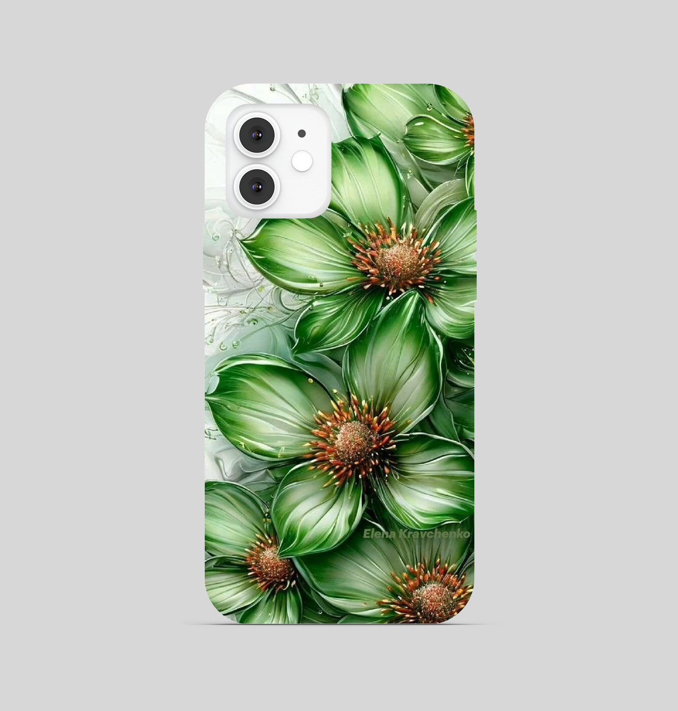Green Color Flower Theme Phone Cover