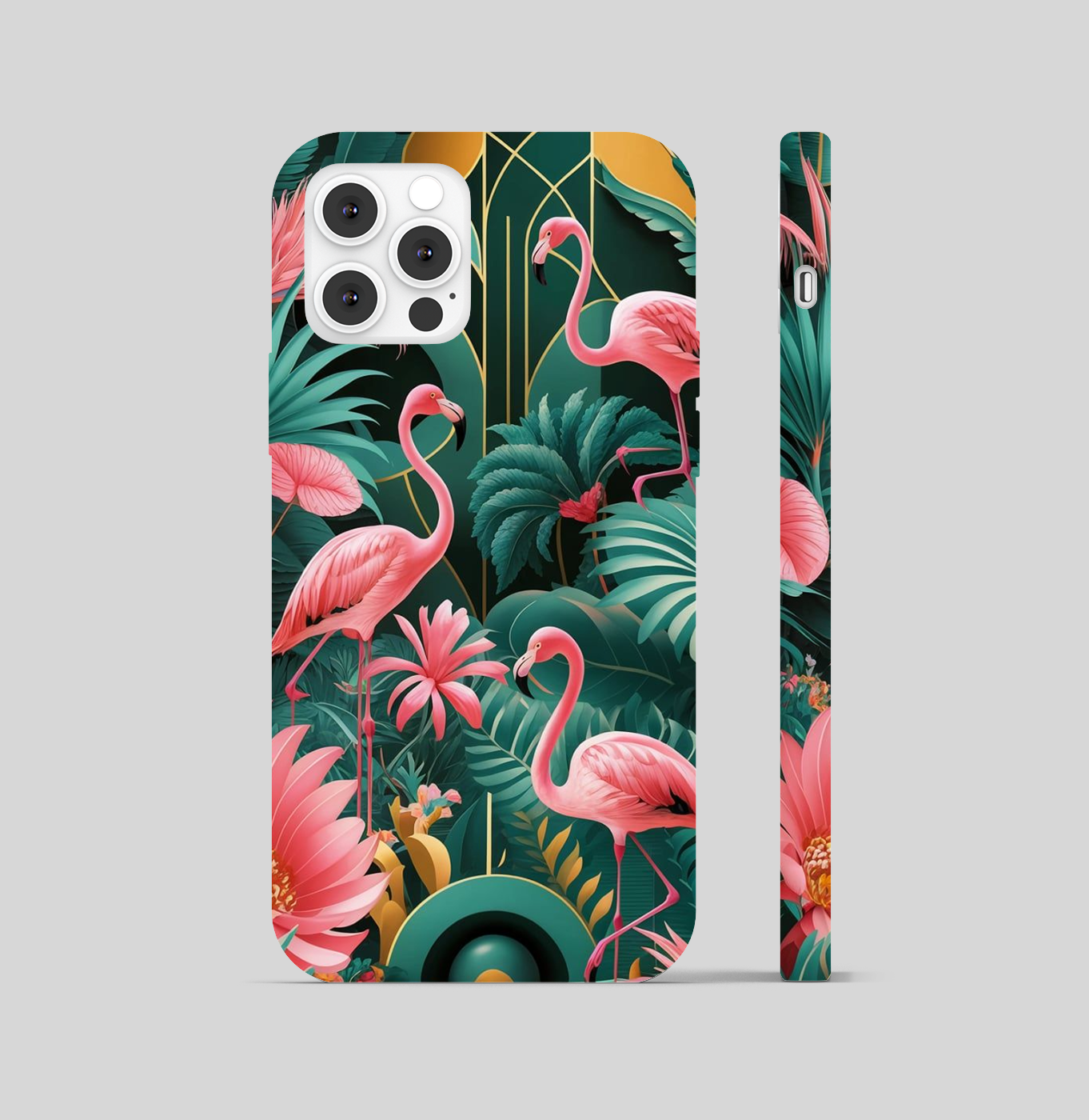 Multi Color Flower With Pink Swans Phone Cover
