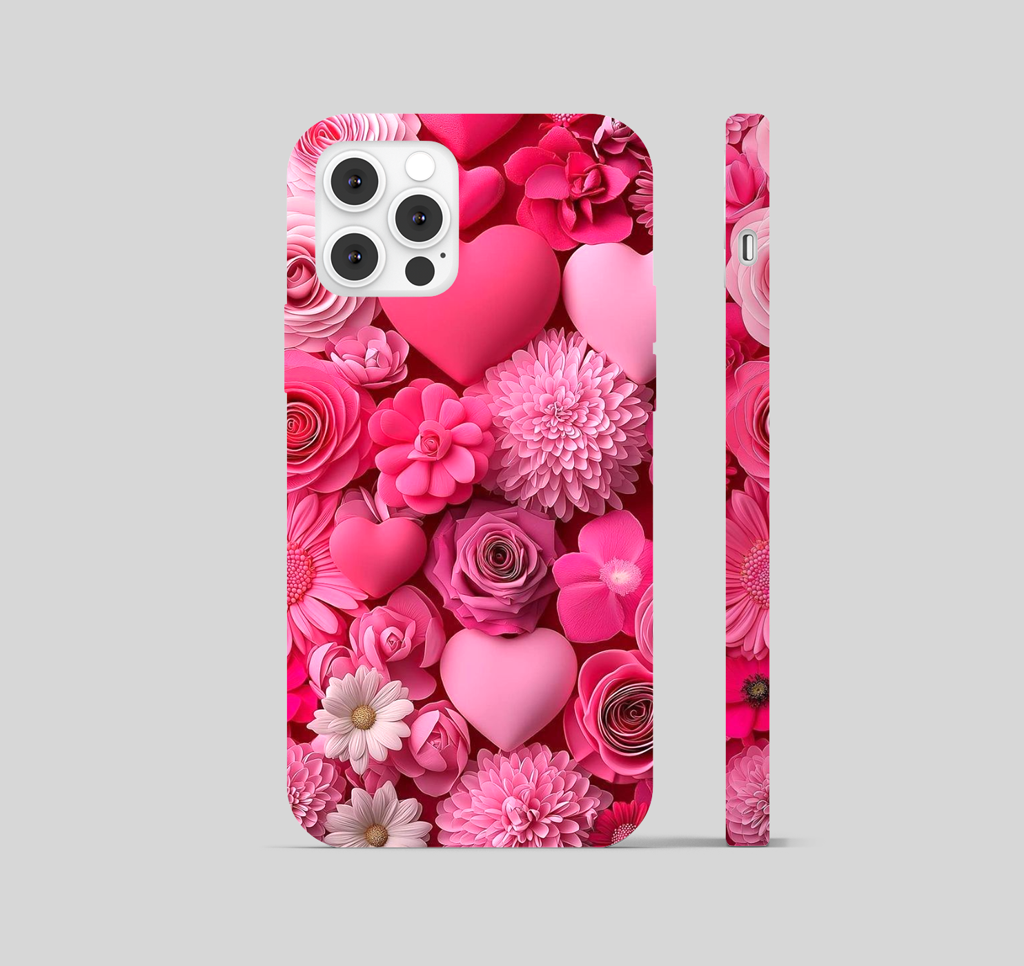 Multi Dahlias Roses Heart Pink Color Phone Cover
