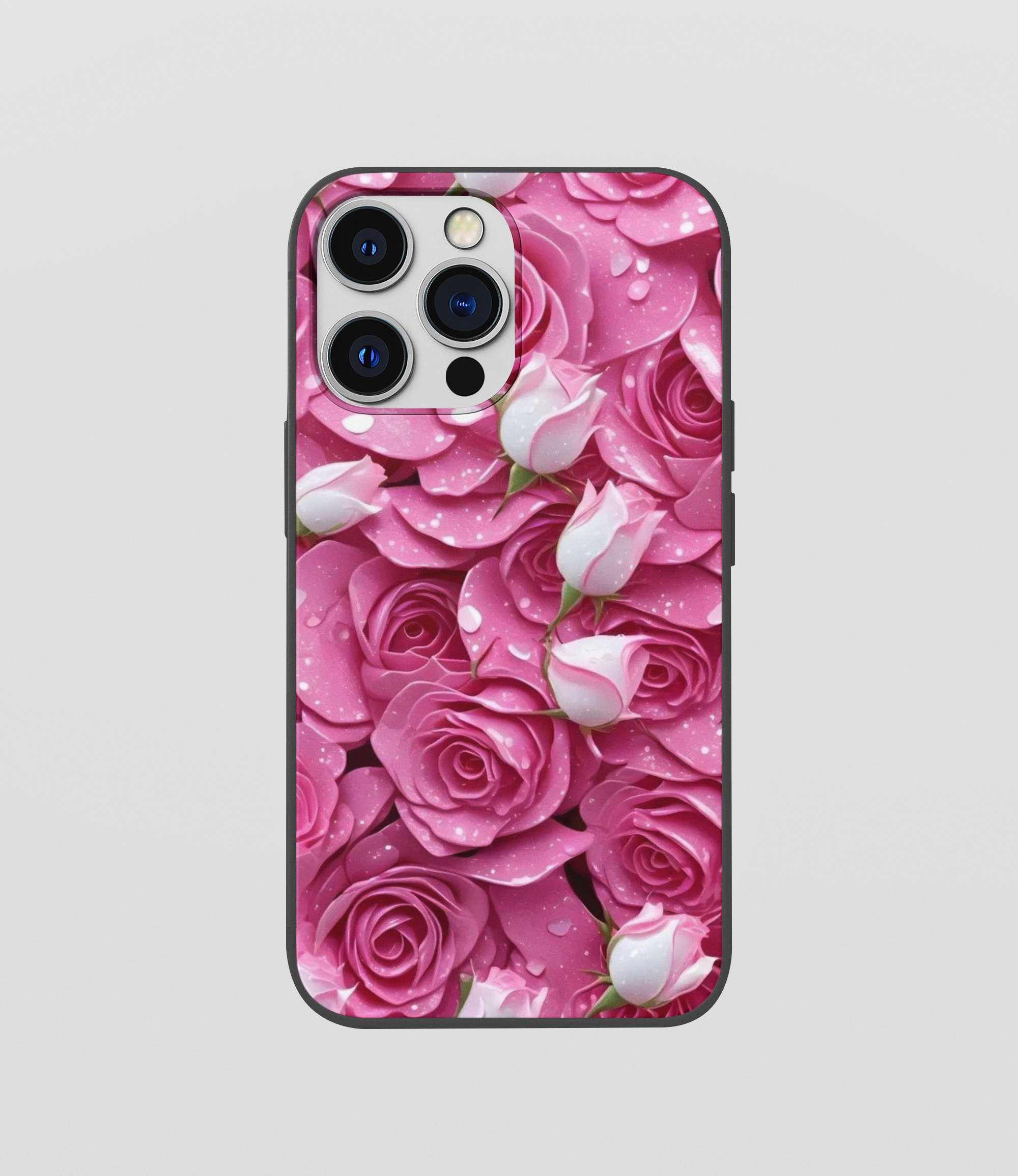 Multi Pink Rose Flower Beautiful Glossy Silicone Mobile Case