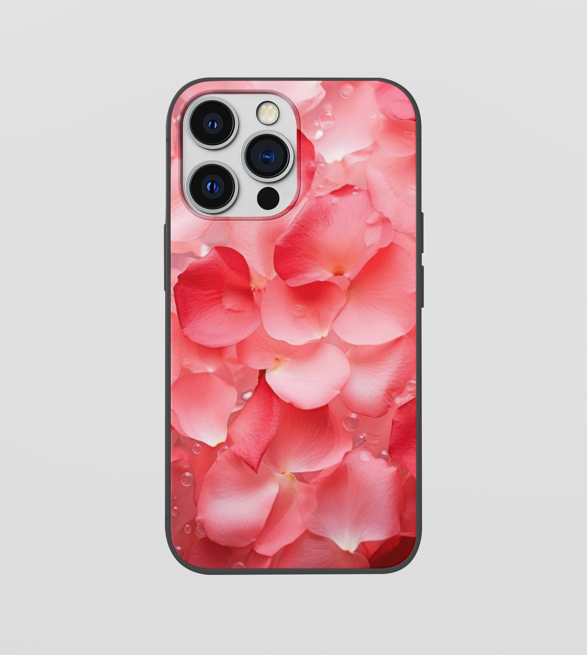 Multi Pink Rose Leaf Glossy Silicone Mobile Case