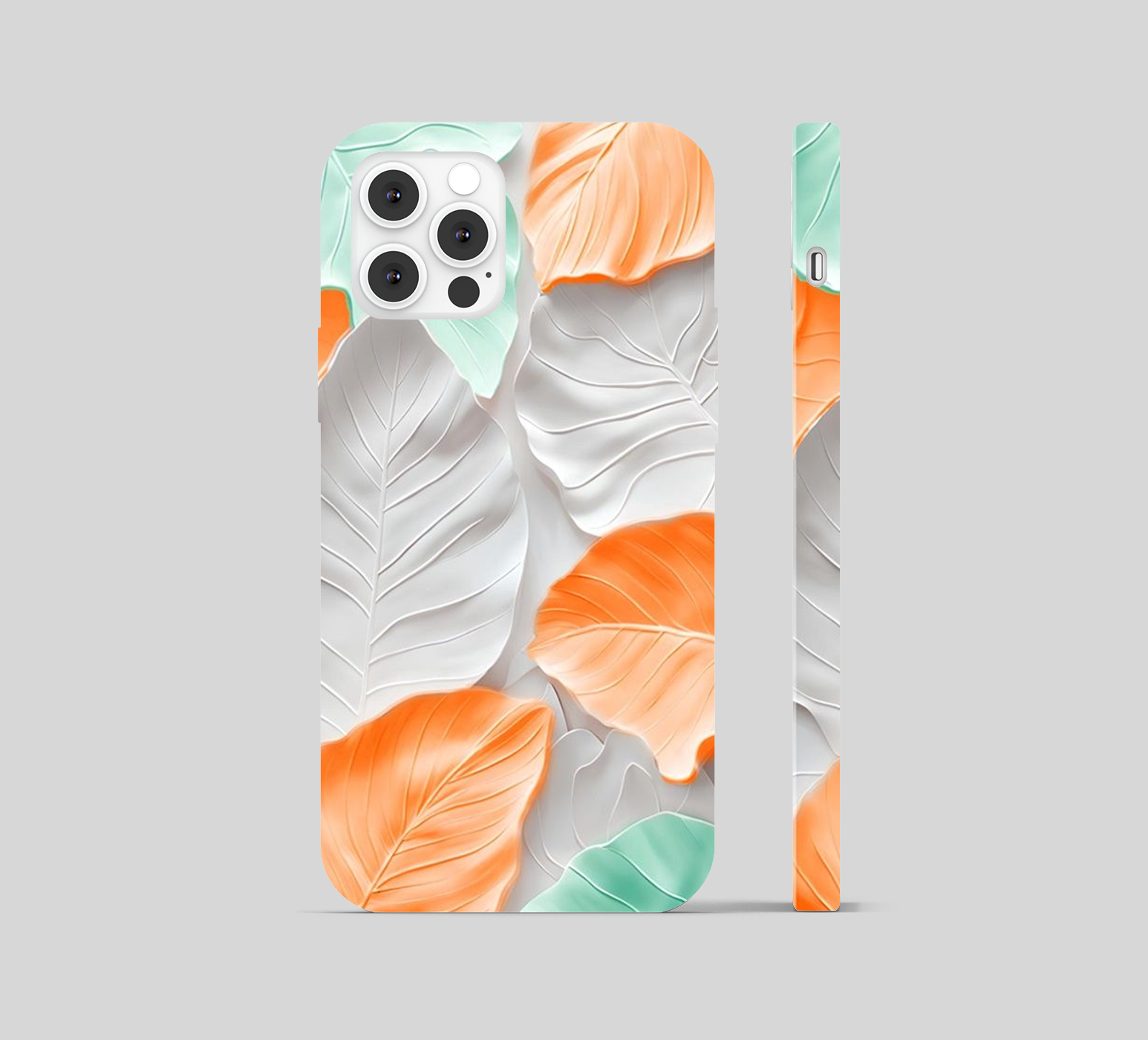 Multi Colour White Orange Leaf Phone Cover