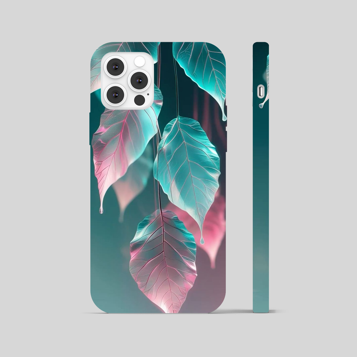 Multi Leaf Pink a Blue Color Phone Cover