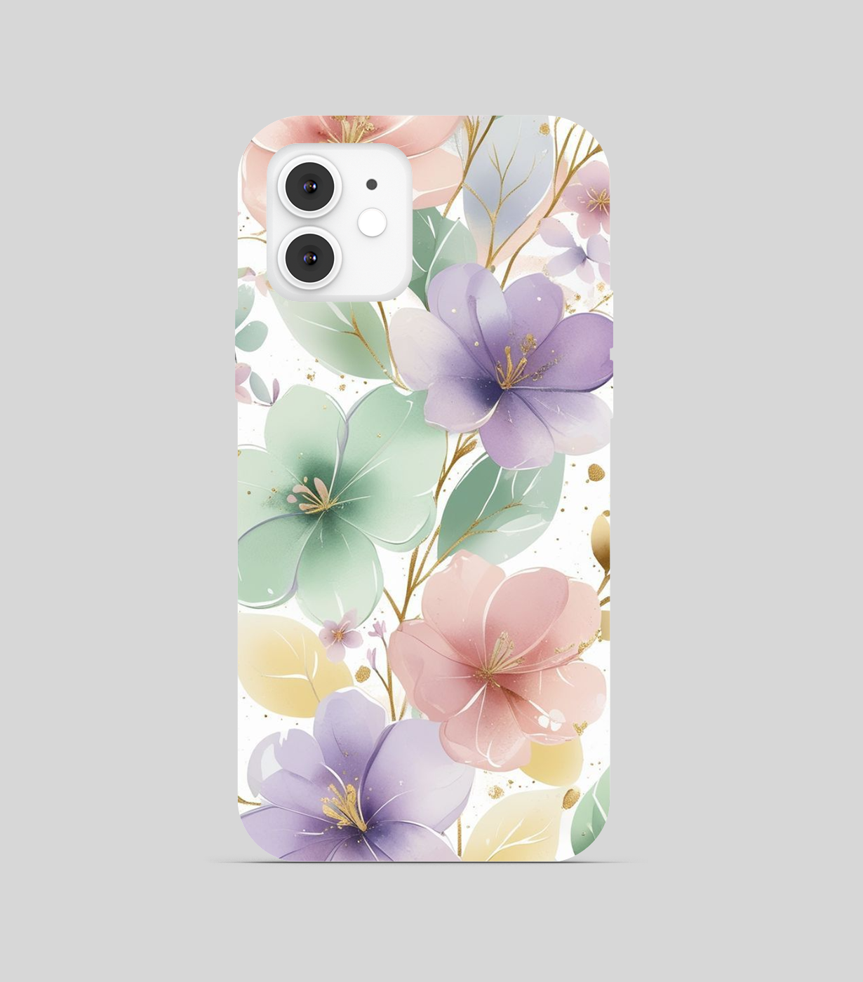 Multi Pastel Colored Flowers and Leaf Phone Cover