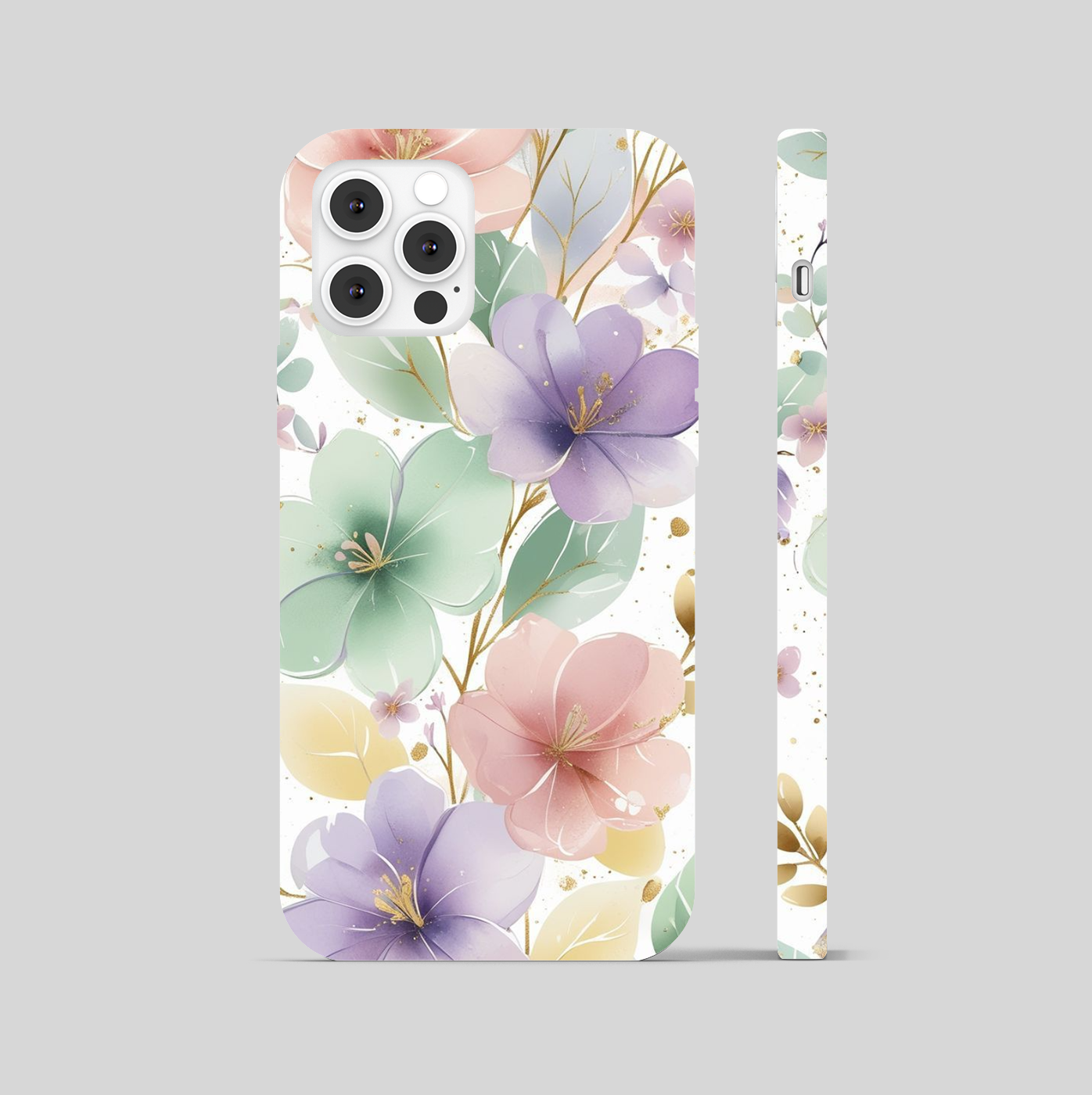 Multi Pastel Colored Flowers and Leaf Phone Cover