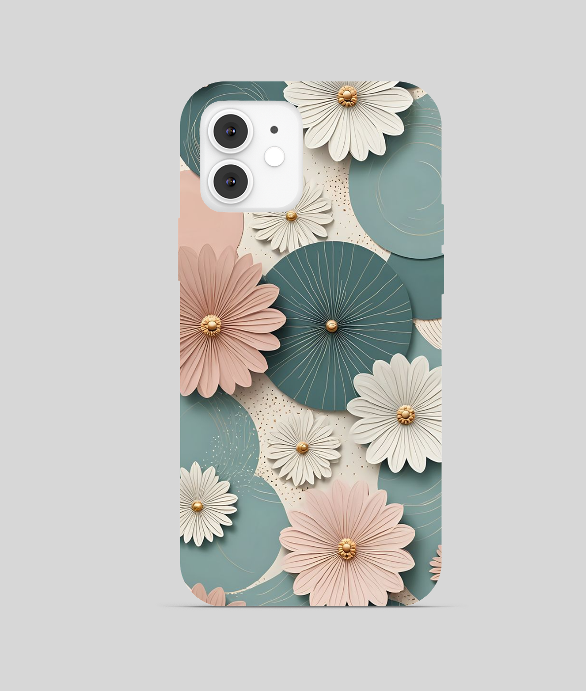 Multi Colored Flowers and Leaf Green Theme Phone Cover