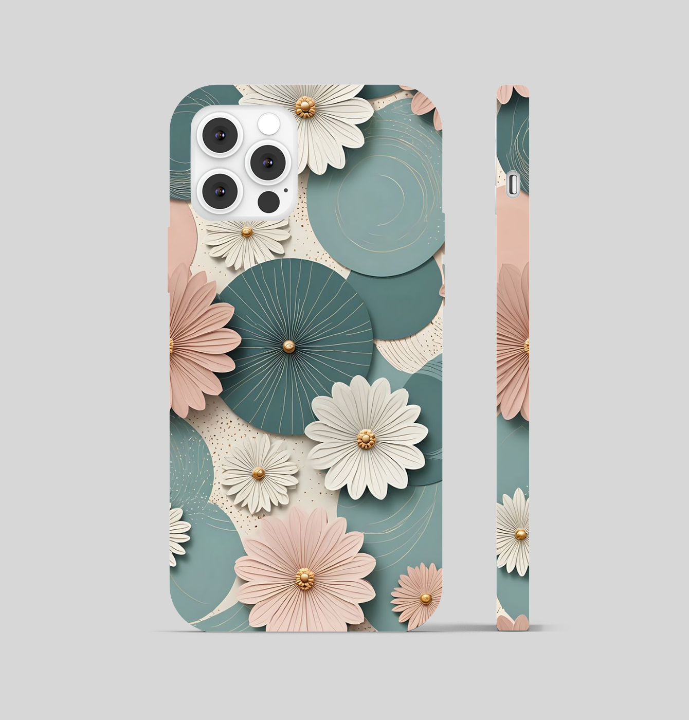 Multi Colored Flowers and Leaf Green Theme Phone Cover