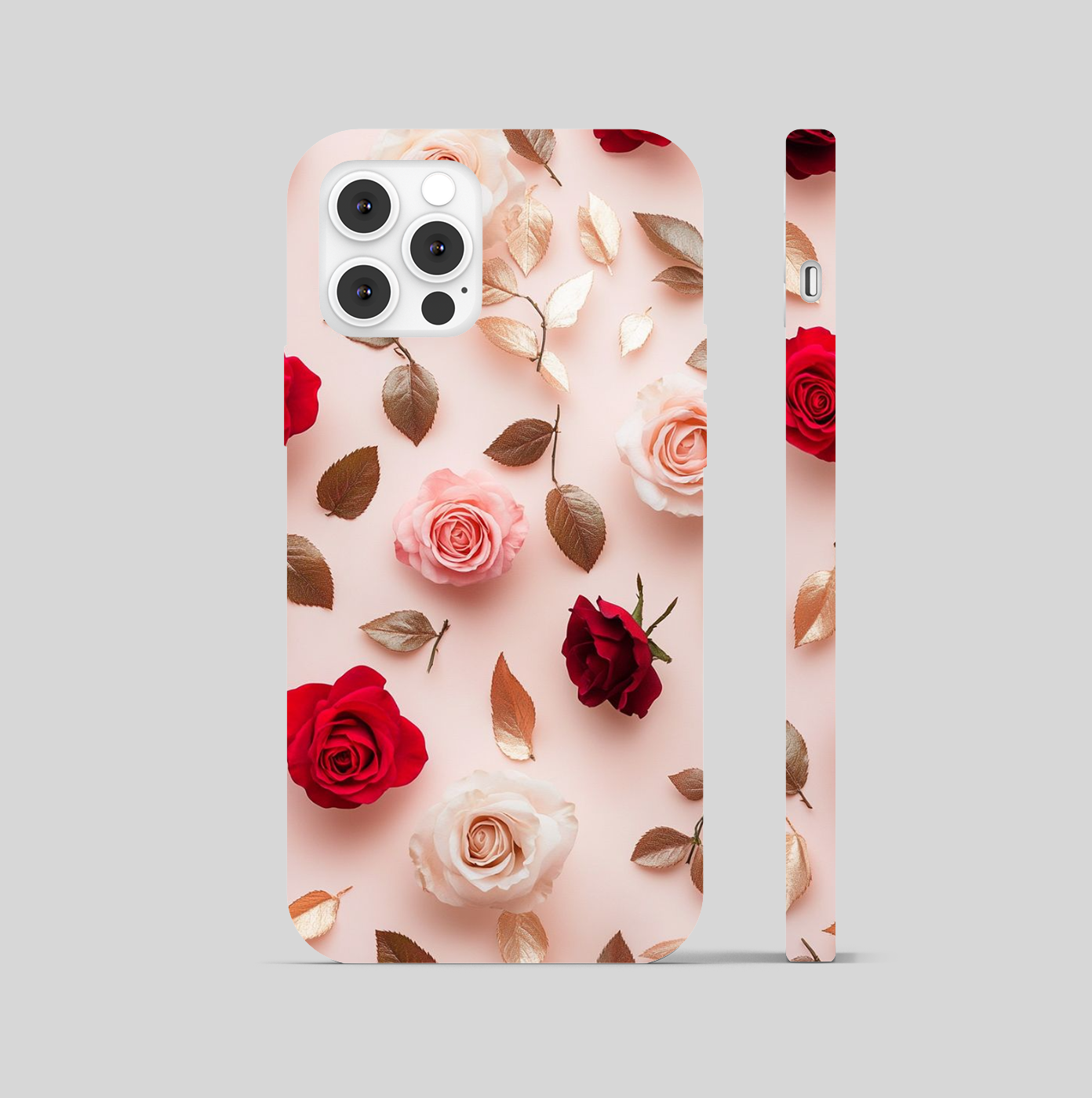 Multi Colored Rose With Pink Background Theme Phone Cover
