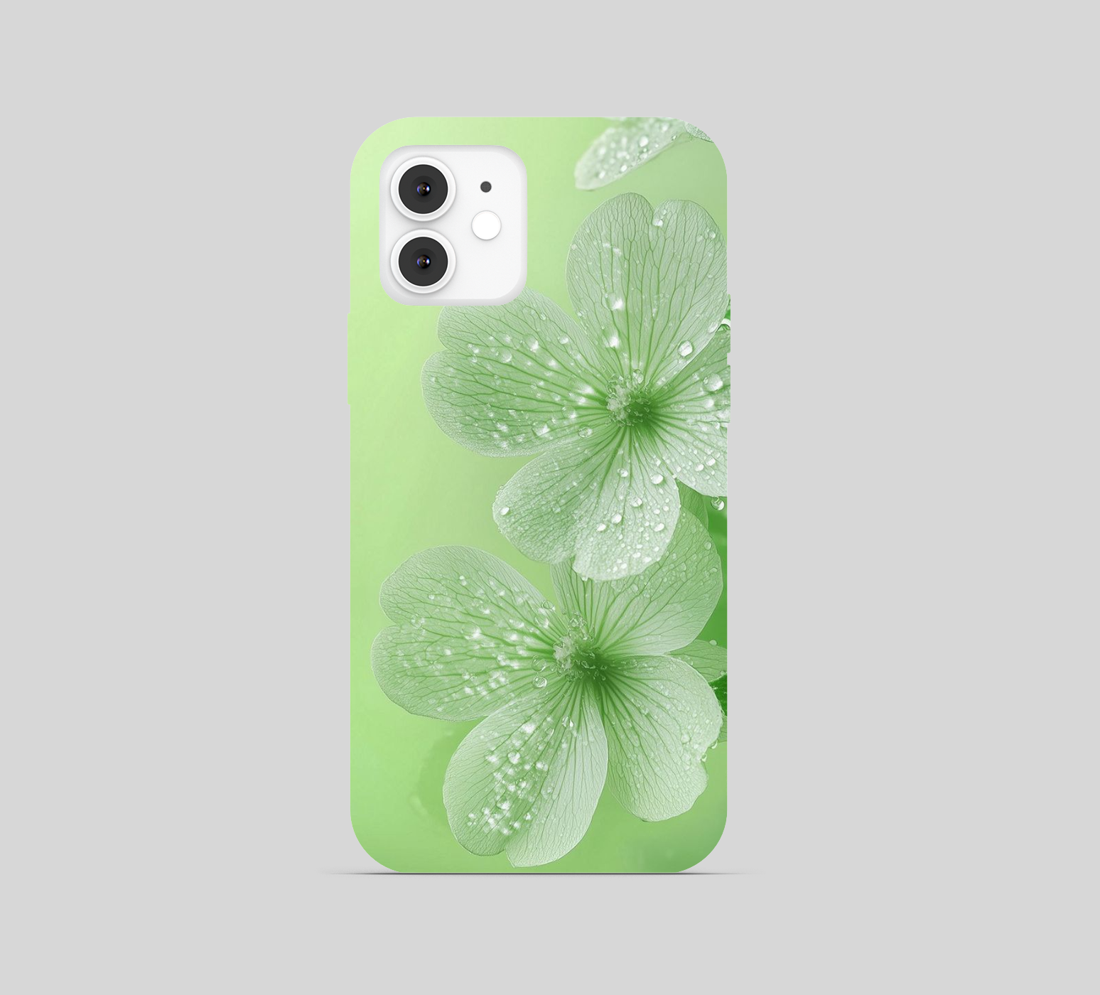 Multi Flower Green Theme With Water Drops Phone Cover