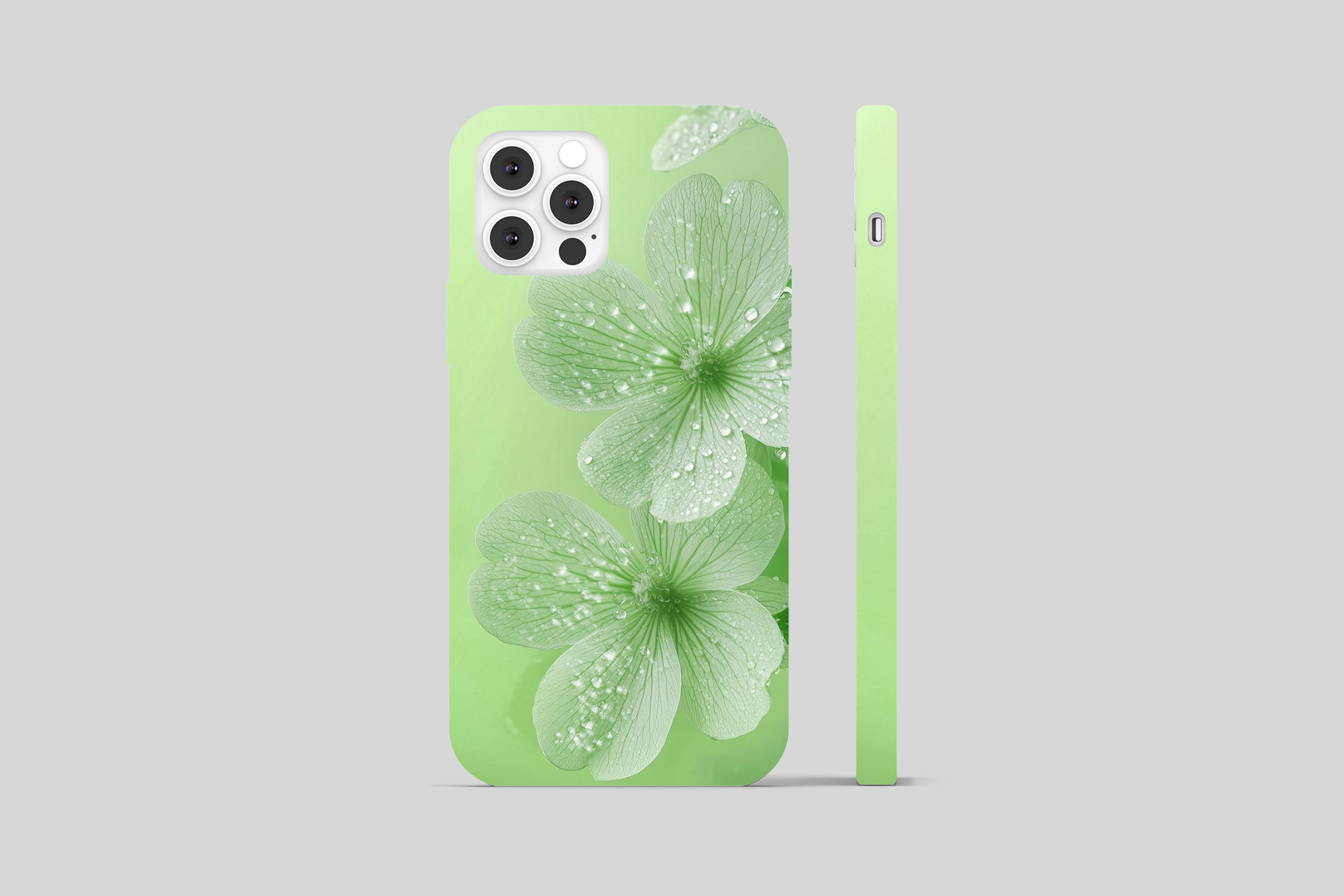 Multi Flower Green Theme With Water Drops Phone Cover