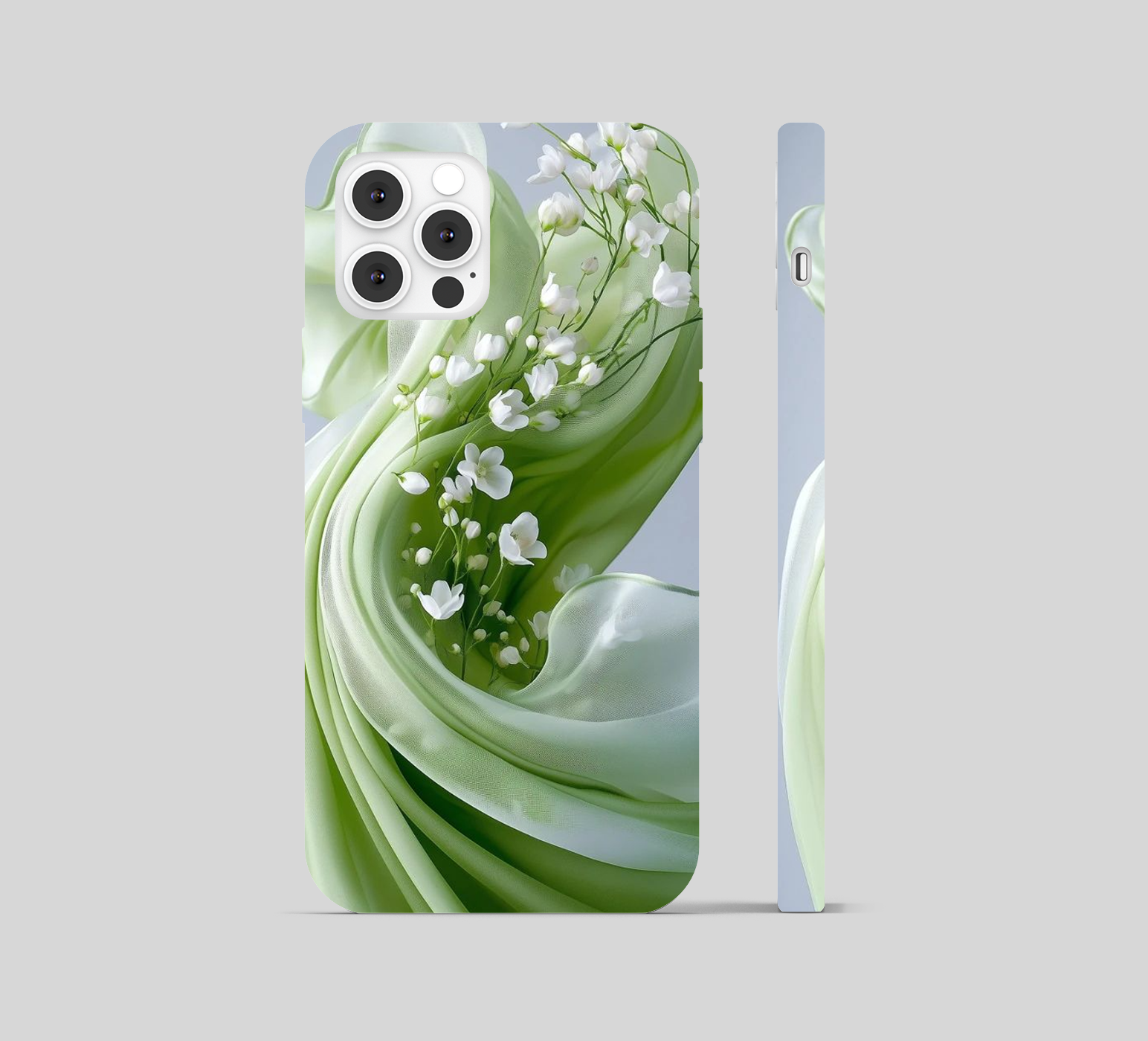 Multi White Flower Green Theme Phone Cover
