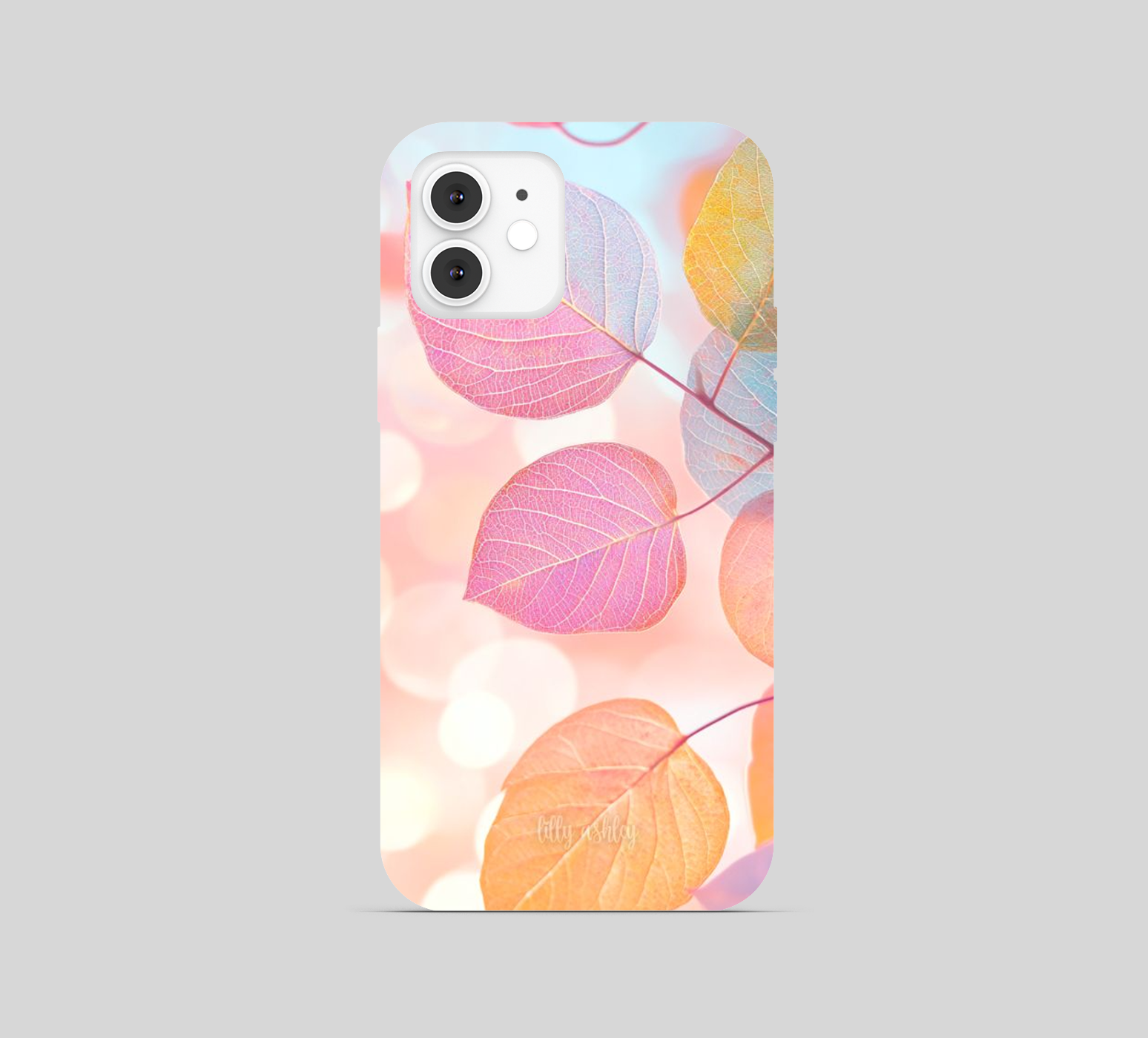 Multi Pastel Pink Aesthetic Rainbow Leaf Theme Phone Cover