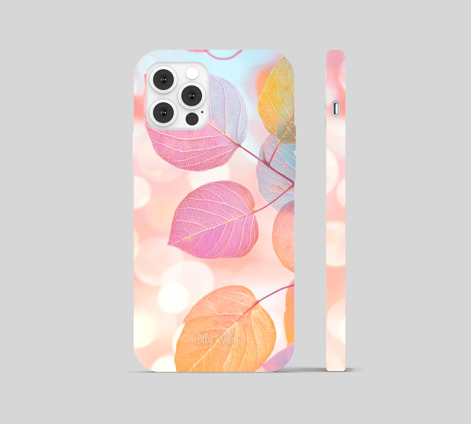 Multi Pastel Pink Aesthetic Rainbow Leaf Theme Phone Cover