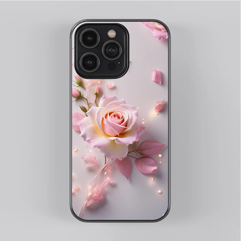 Light Pink Rose Flower with Golden Shine Phone Cover
