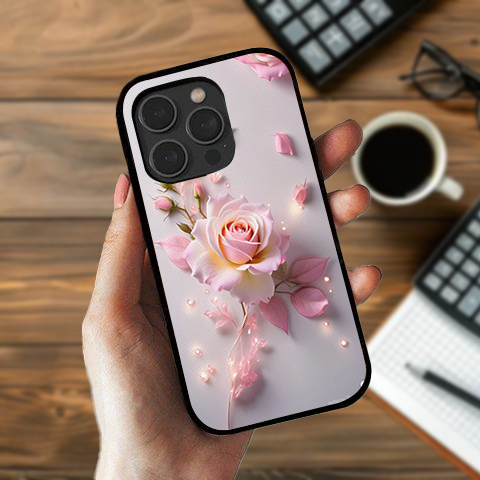 Light Pink Rose Flower with Golden Shine Phone Cover