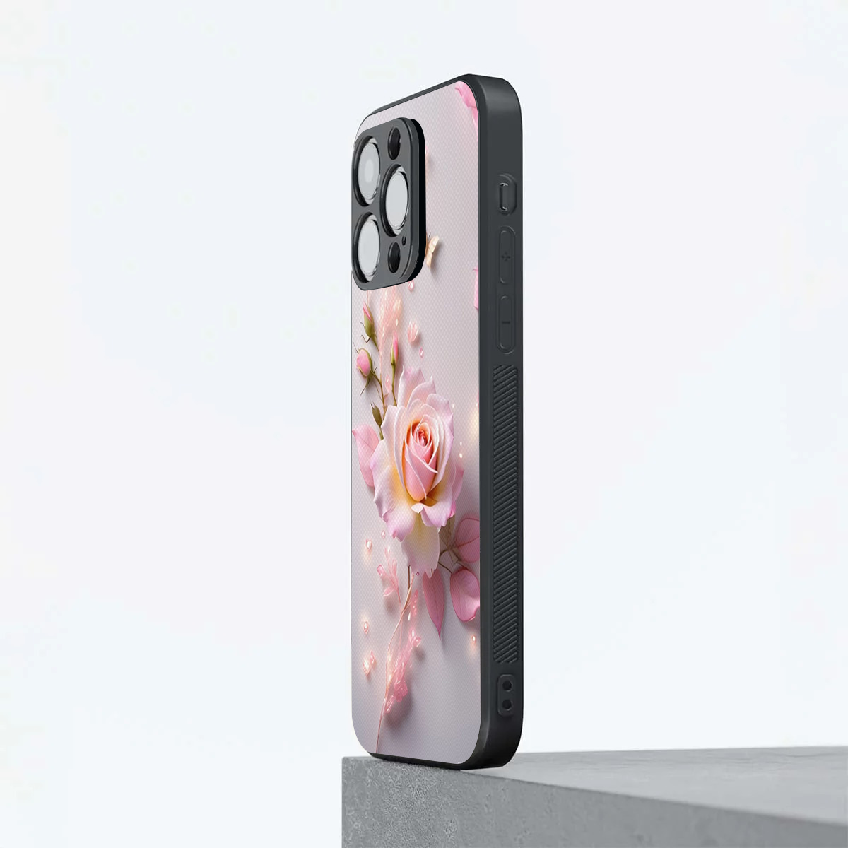 Light Pink Rose Flower with Golden Shine Phone Cover