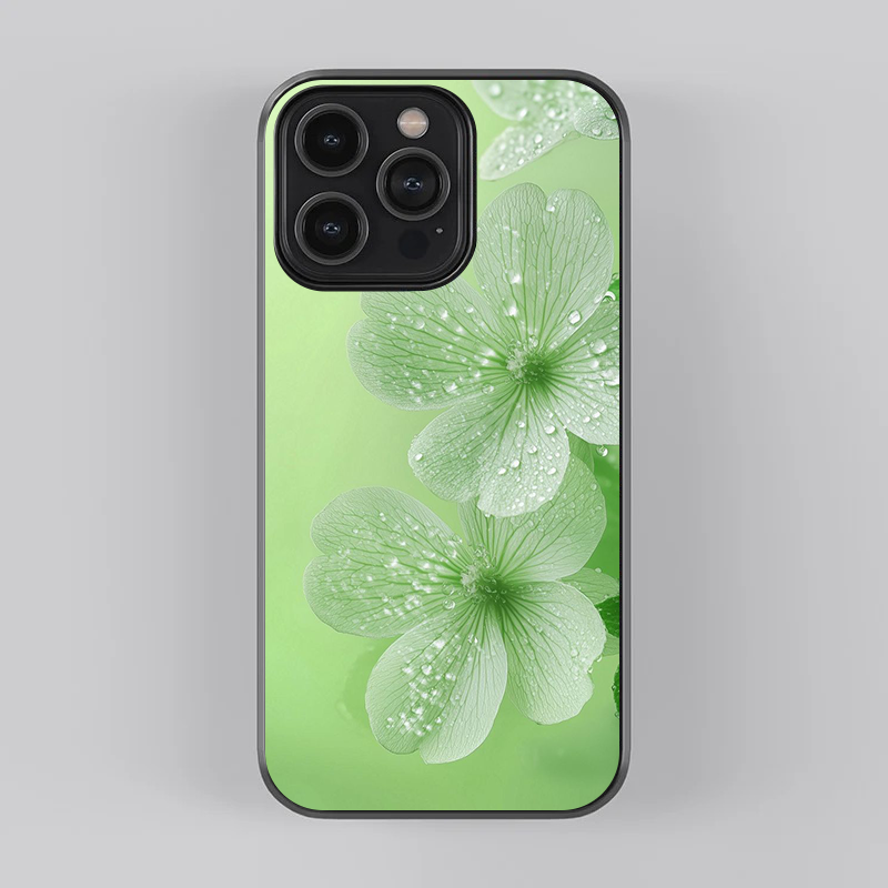 Multi Flower Green Theme With Water Drops Phone Cover