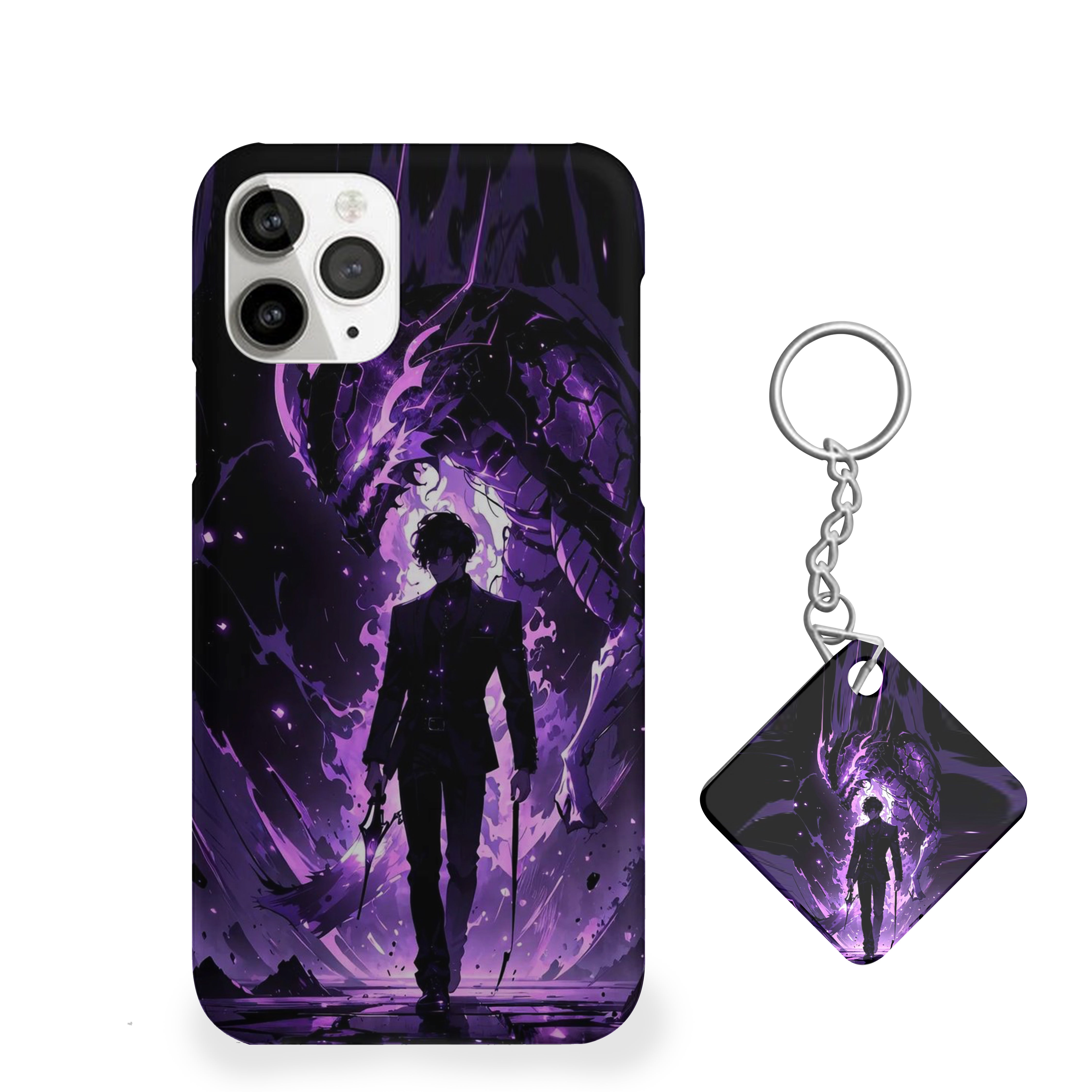 Solo Leveling with fiery purple flames Phone Cover