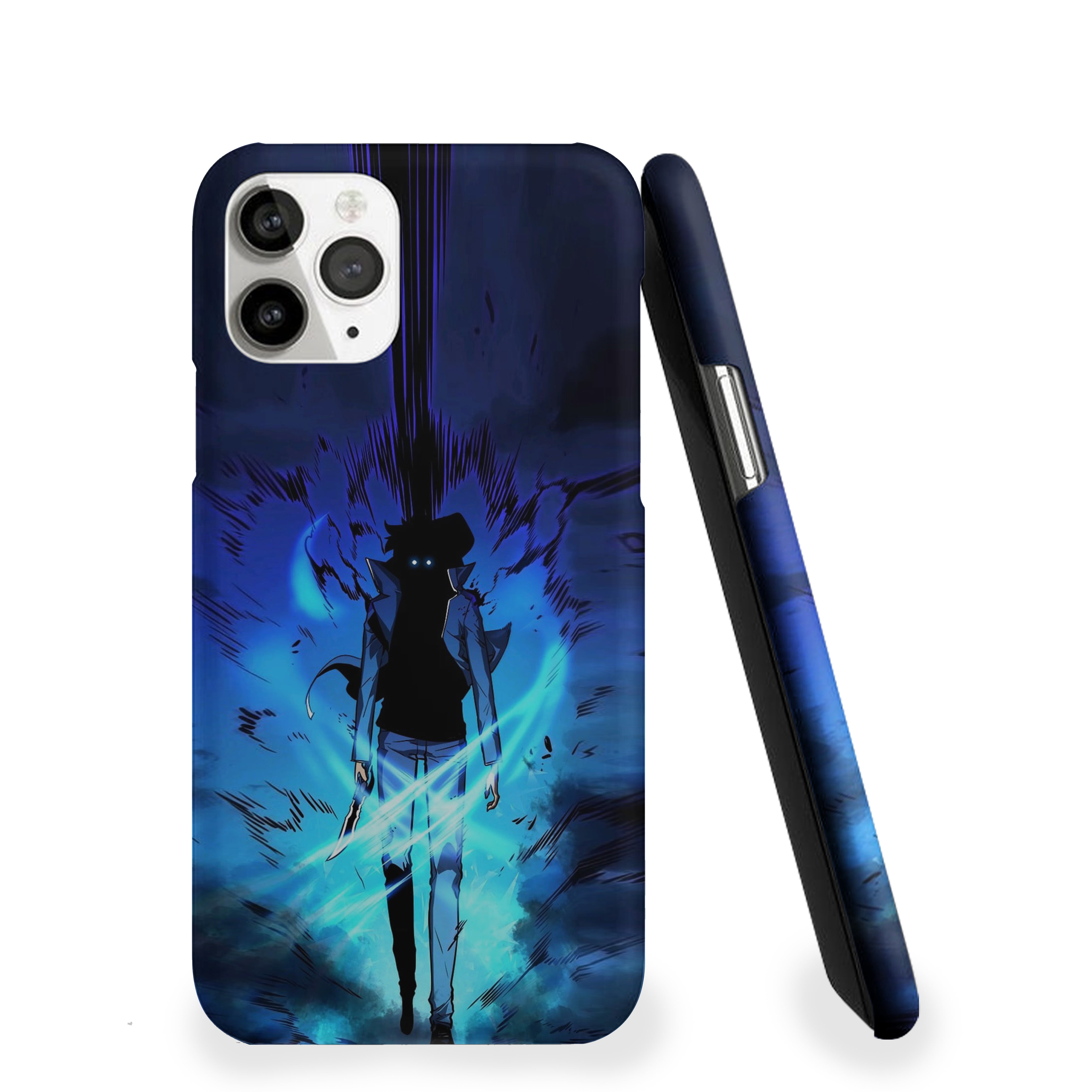 Solo Leveling with glowing blue eyes Phone Cover