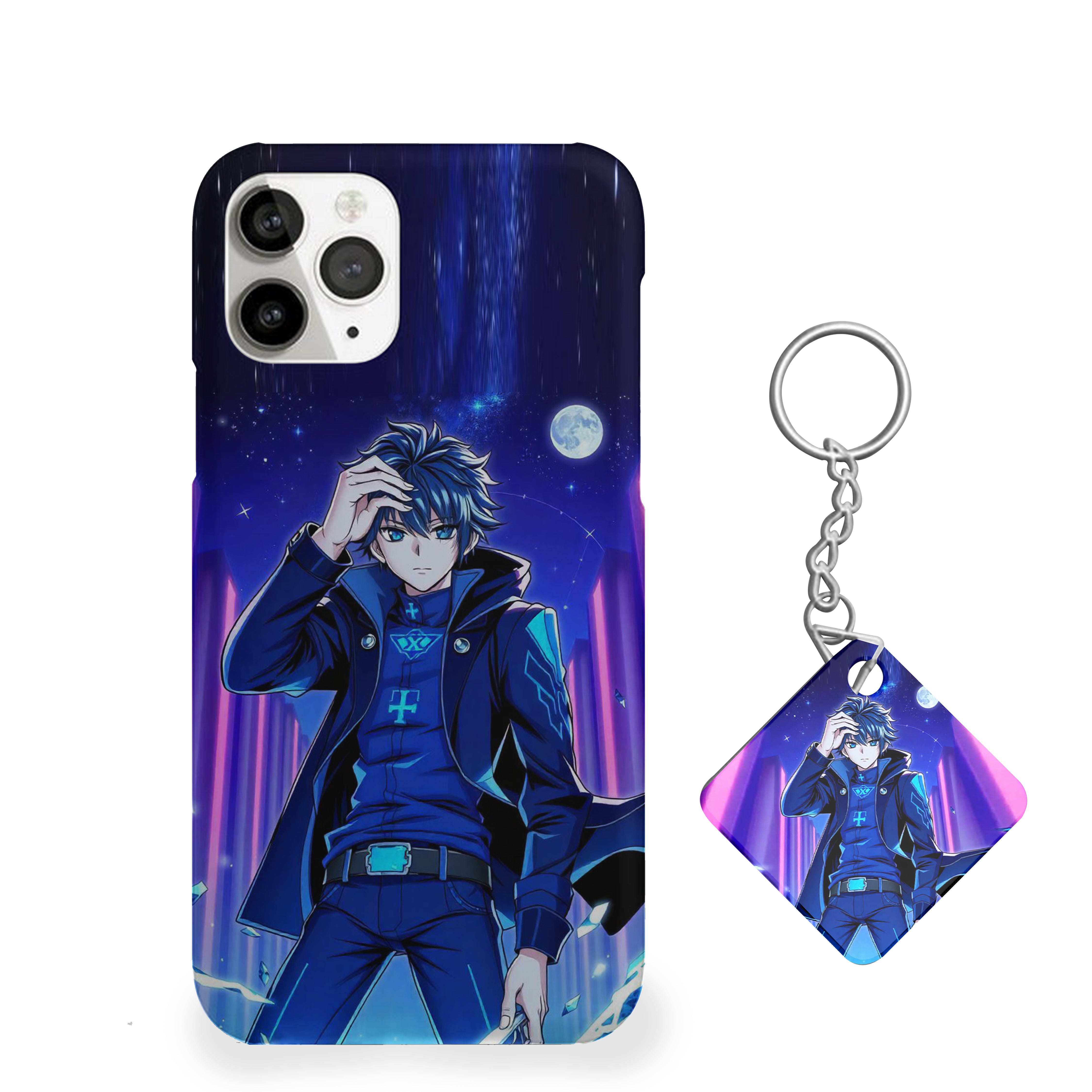 Solo Leveling in a futuristic city at night Phone Cover