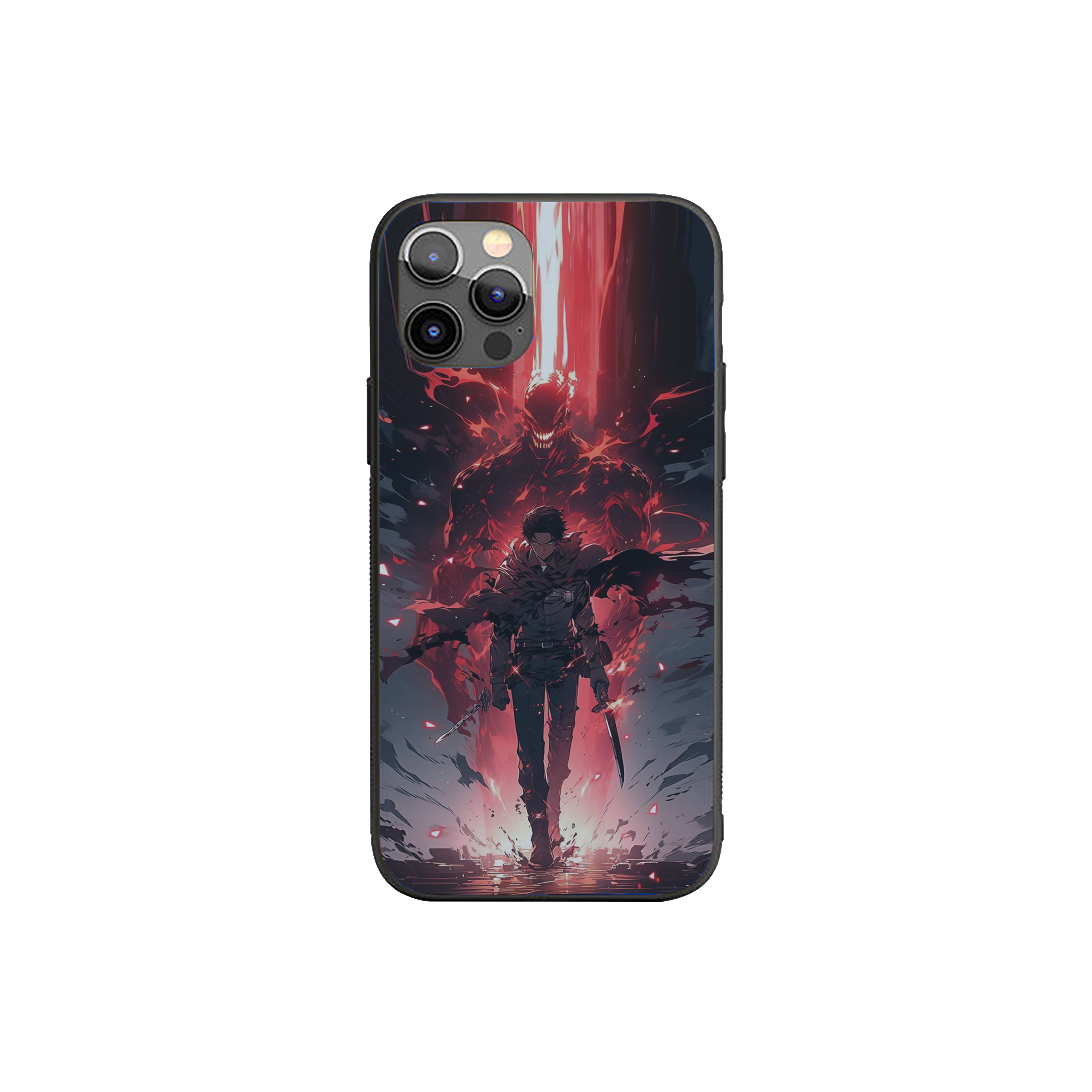 Solo Leveling Dark Greyish-Brown Military-Style Clothing Silicone Armored Phone Case