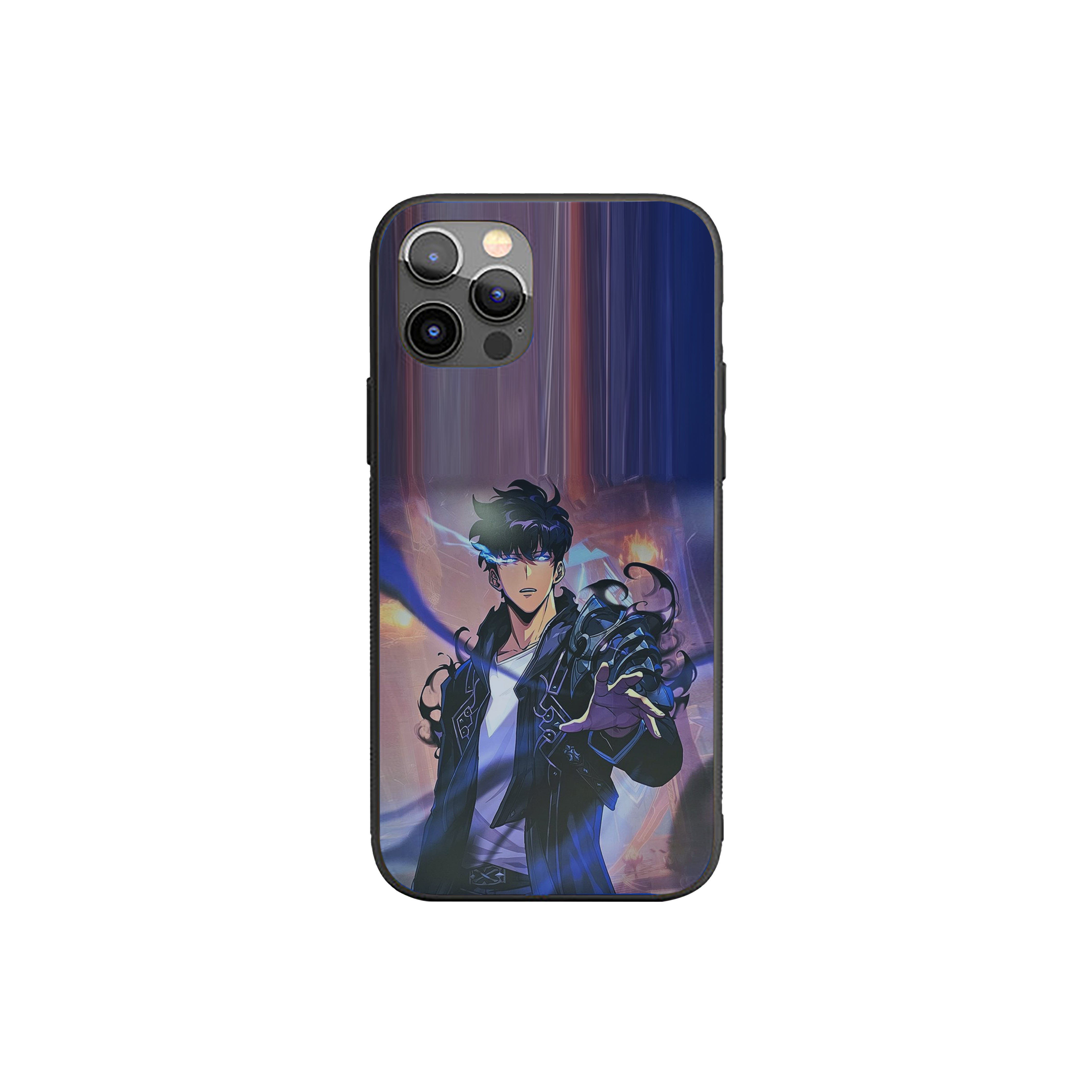 Solo Leveling Glowing a Vibrant Blue Silicone Armored Phone Case