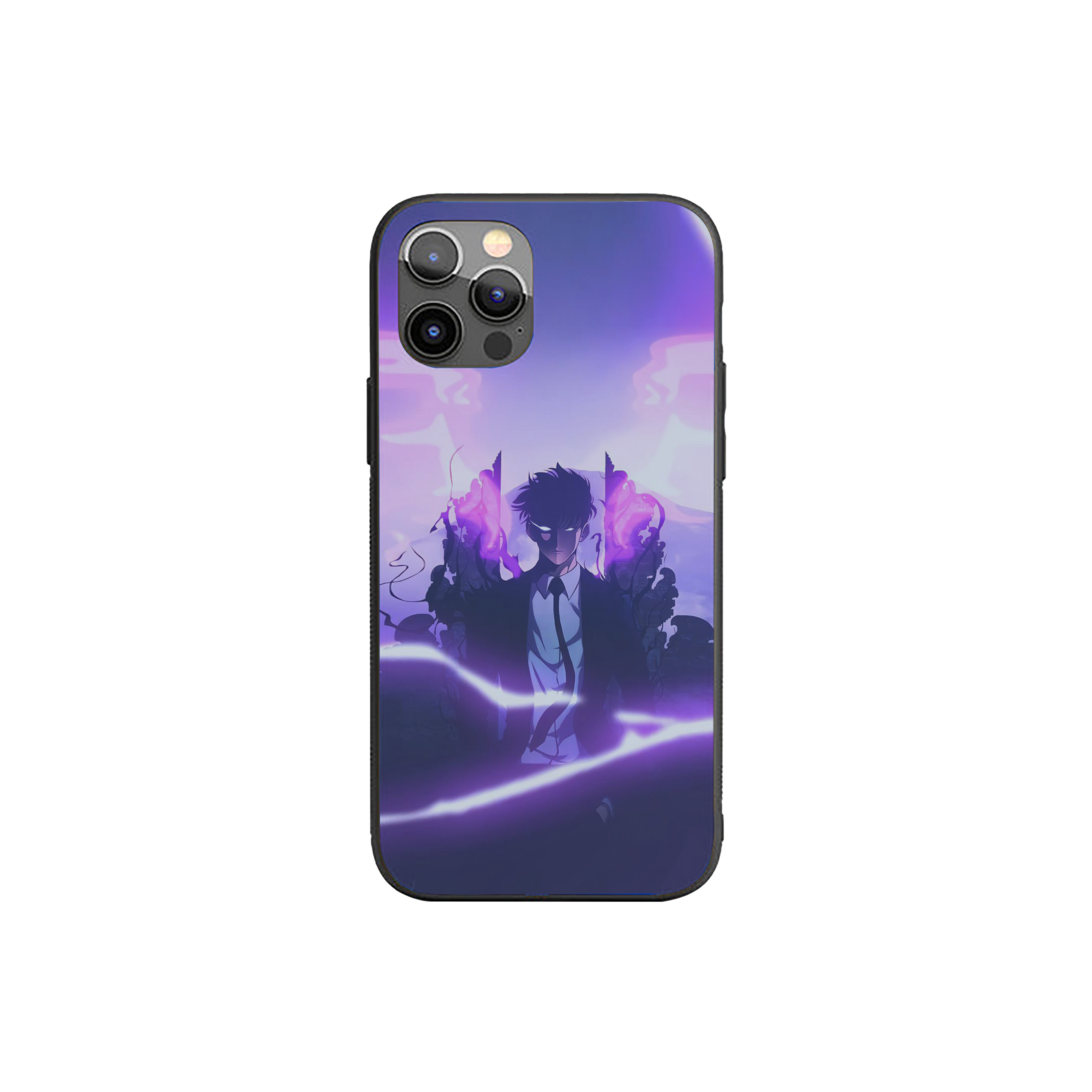 Solo Leveling purple energy blasts in both hands Silicone Armored Phone Case