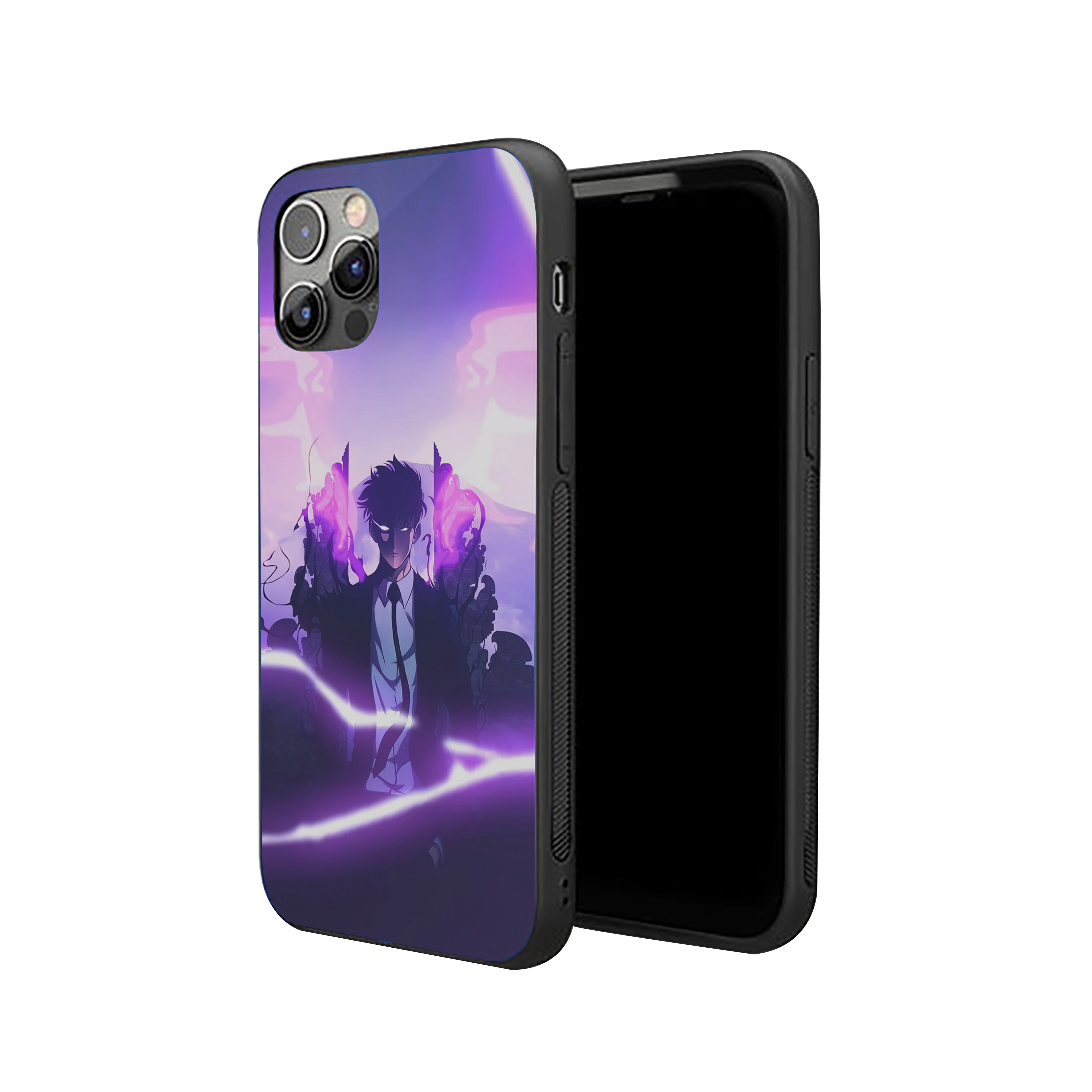 Solo Leveling purple energy blasts in both hands Silicone Armored Phone Case