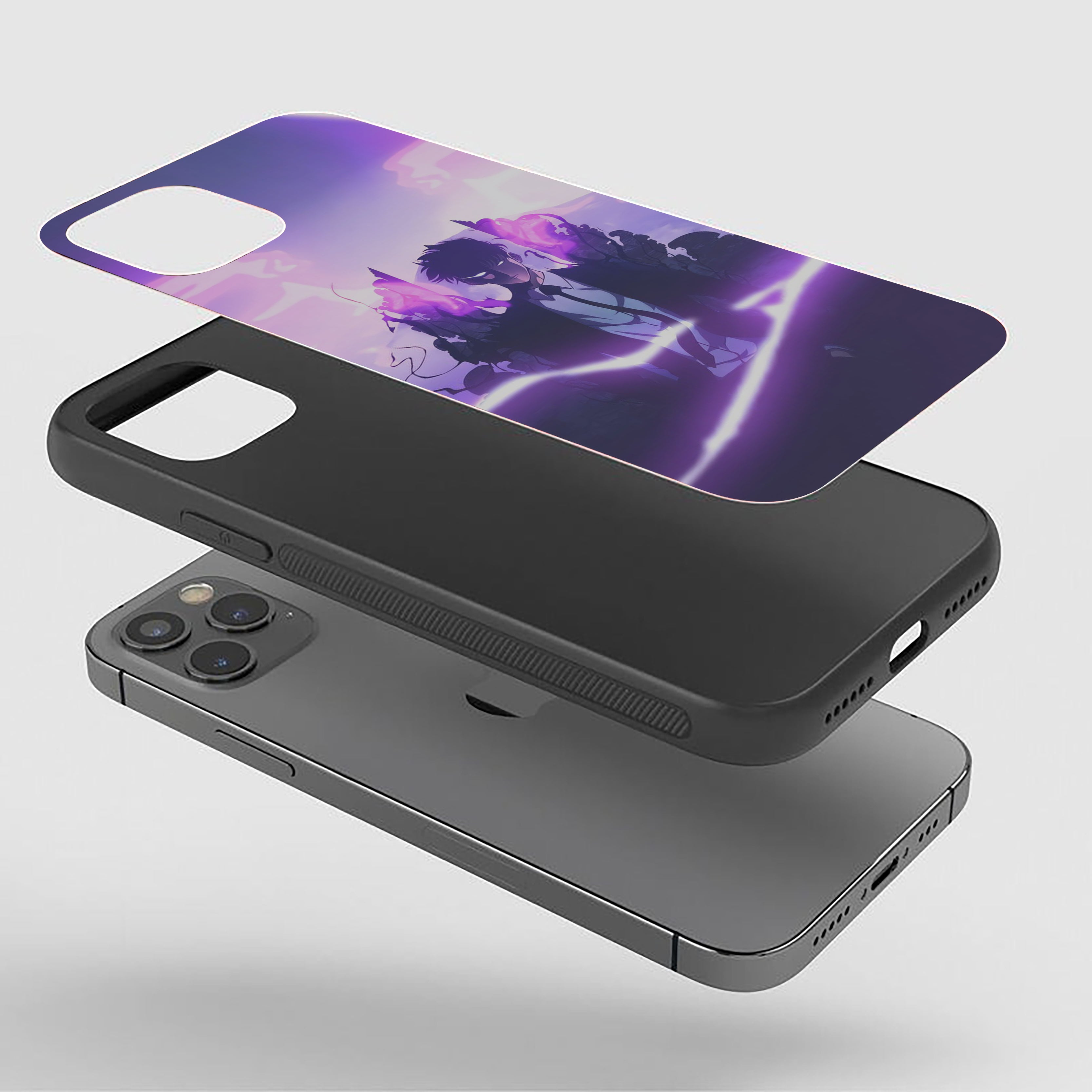 Solo Leveling purple energy blasts in both hands Silicone Armored Phone Case