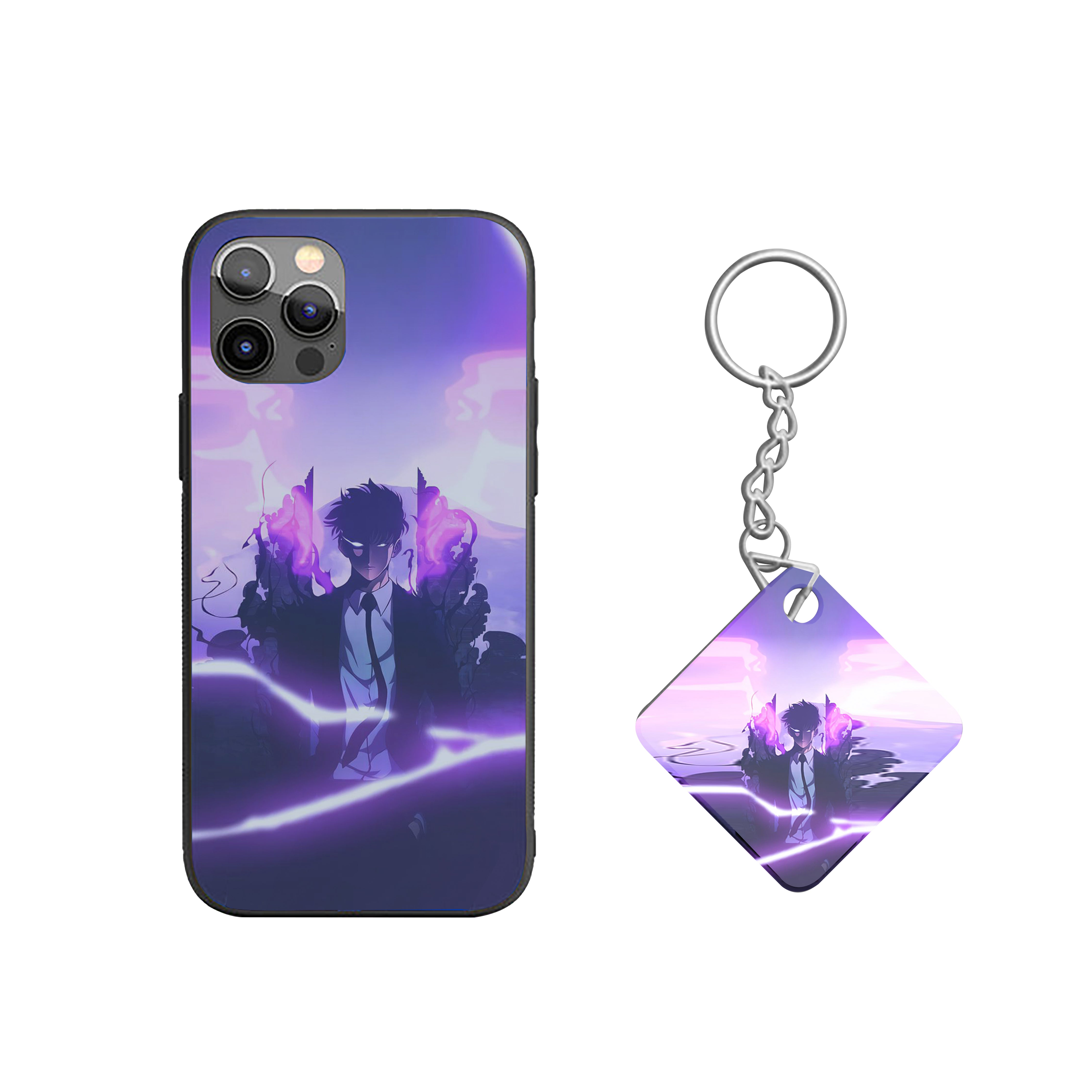 Solo Leveling purple energy blasts in both hands Silicone Armored Phone Case