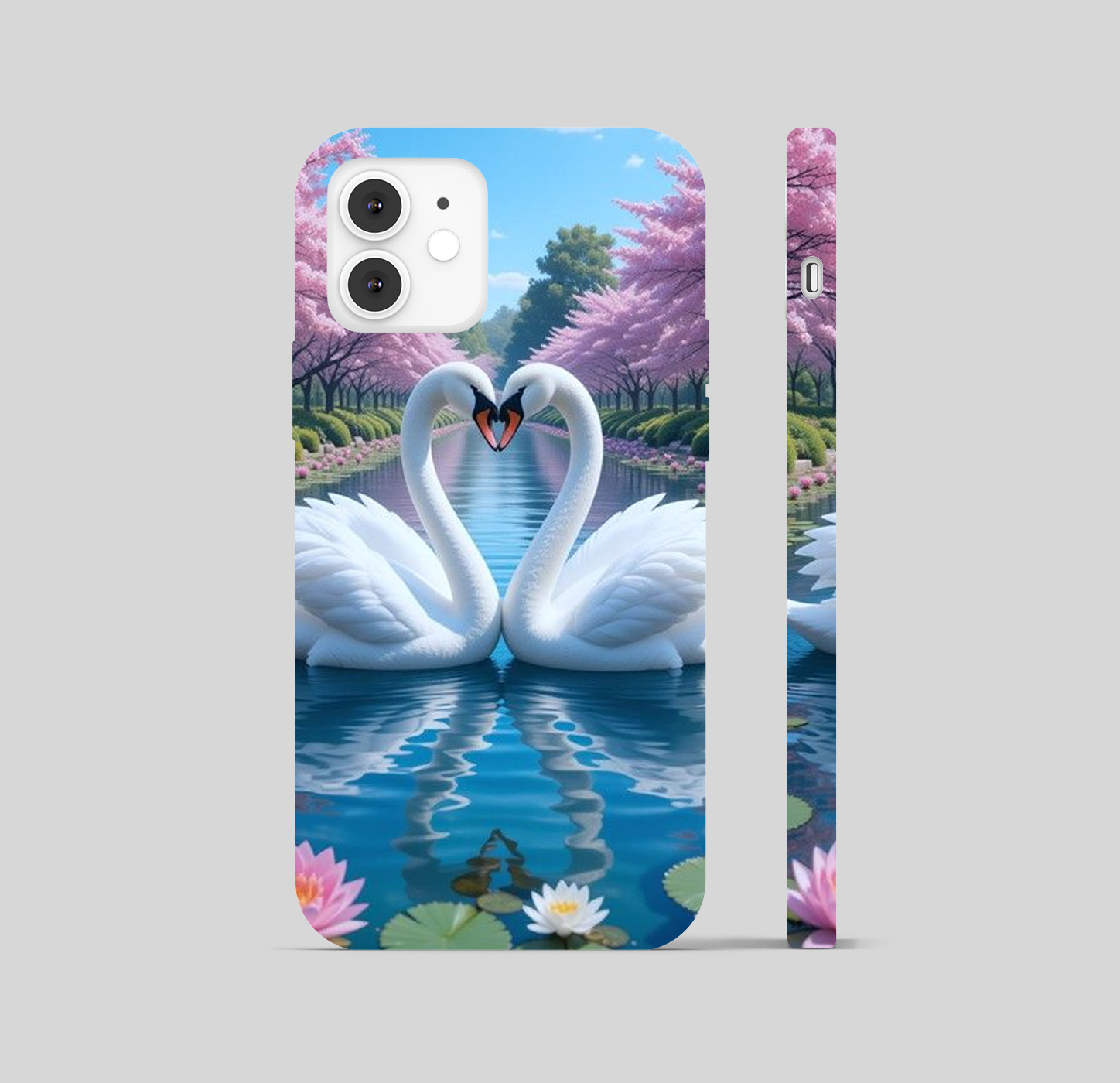 Duo Swan Heart Theme Phone Cover