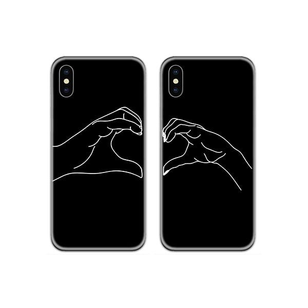 Hand Heart Black Couple Phone Cover