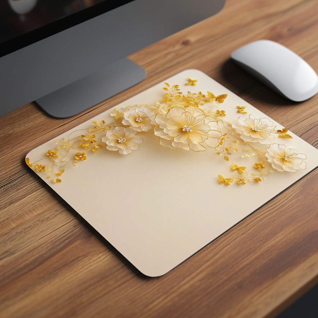 Golden Bloom Royale Premium Mouse Pad