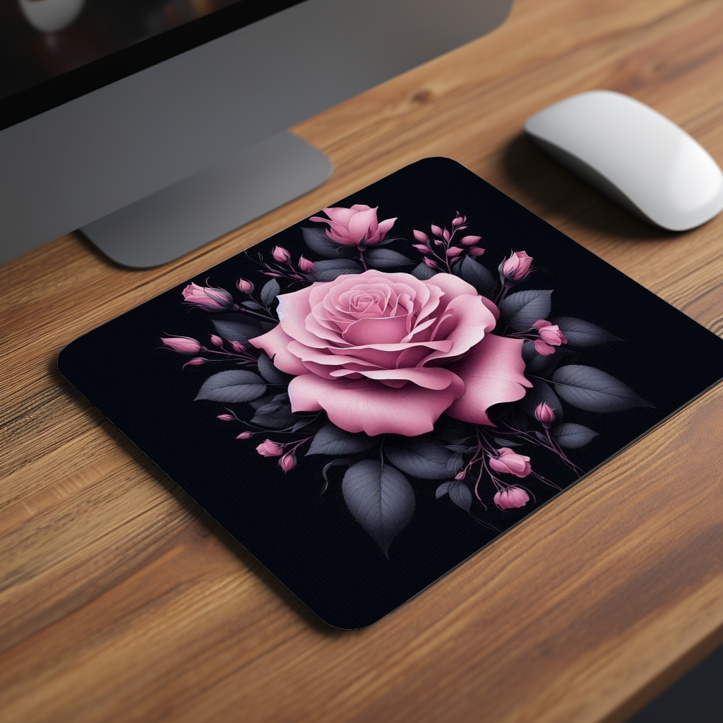 Pink Rose With Black background Premium Mouse Pad