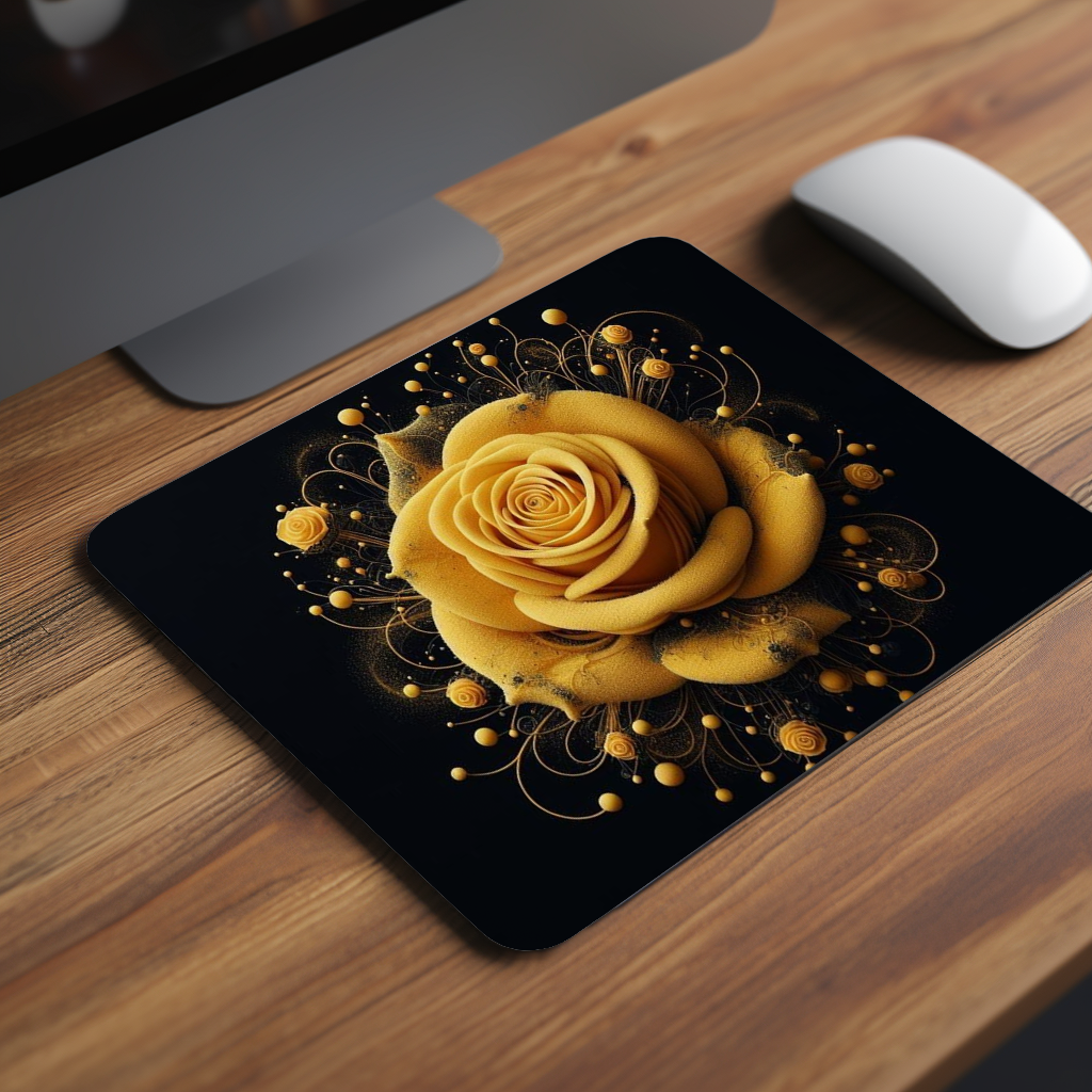 Yello Rose With Black Background Premium Mouse Pad